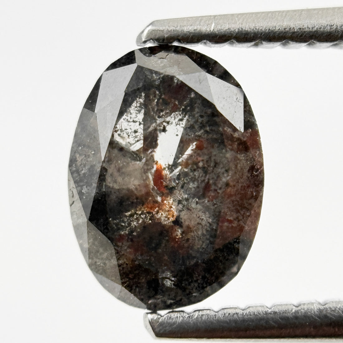 1.39 Ct Oval Rose Cut Grey Natural Galaxy Diamond