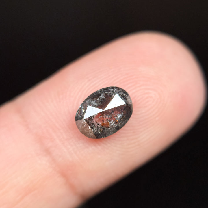 1.39 Ct Oval Rose Cut Grey Natural Galaxy Diamond