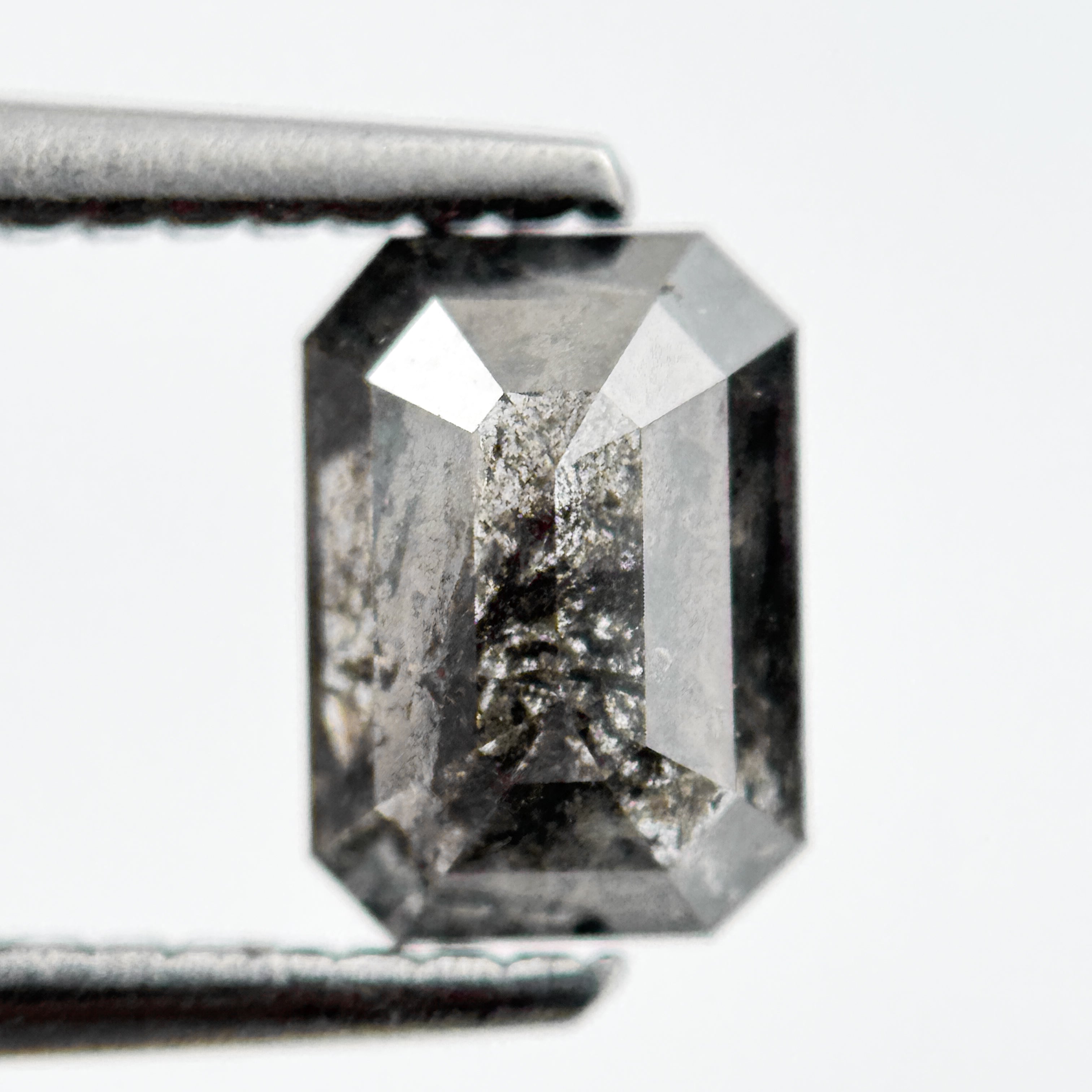 0.90 Ct Emerald Rose Cut Grey Salt and Pepper Diamond