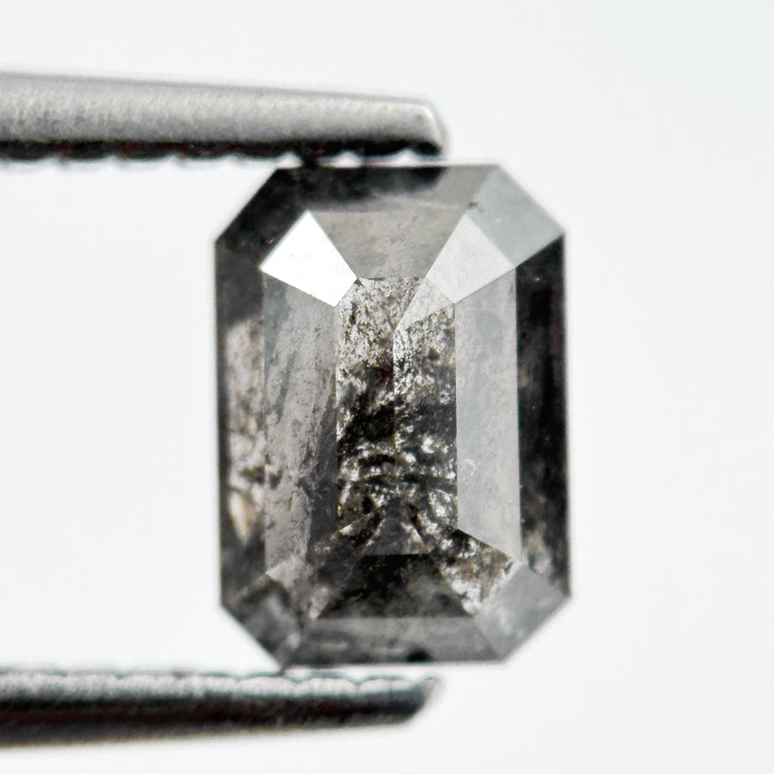 0.90 Ct Emerald Rose Cut Grey Salt and Pepper Diamond