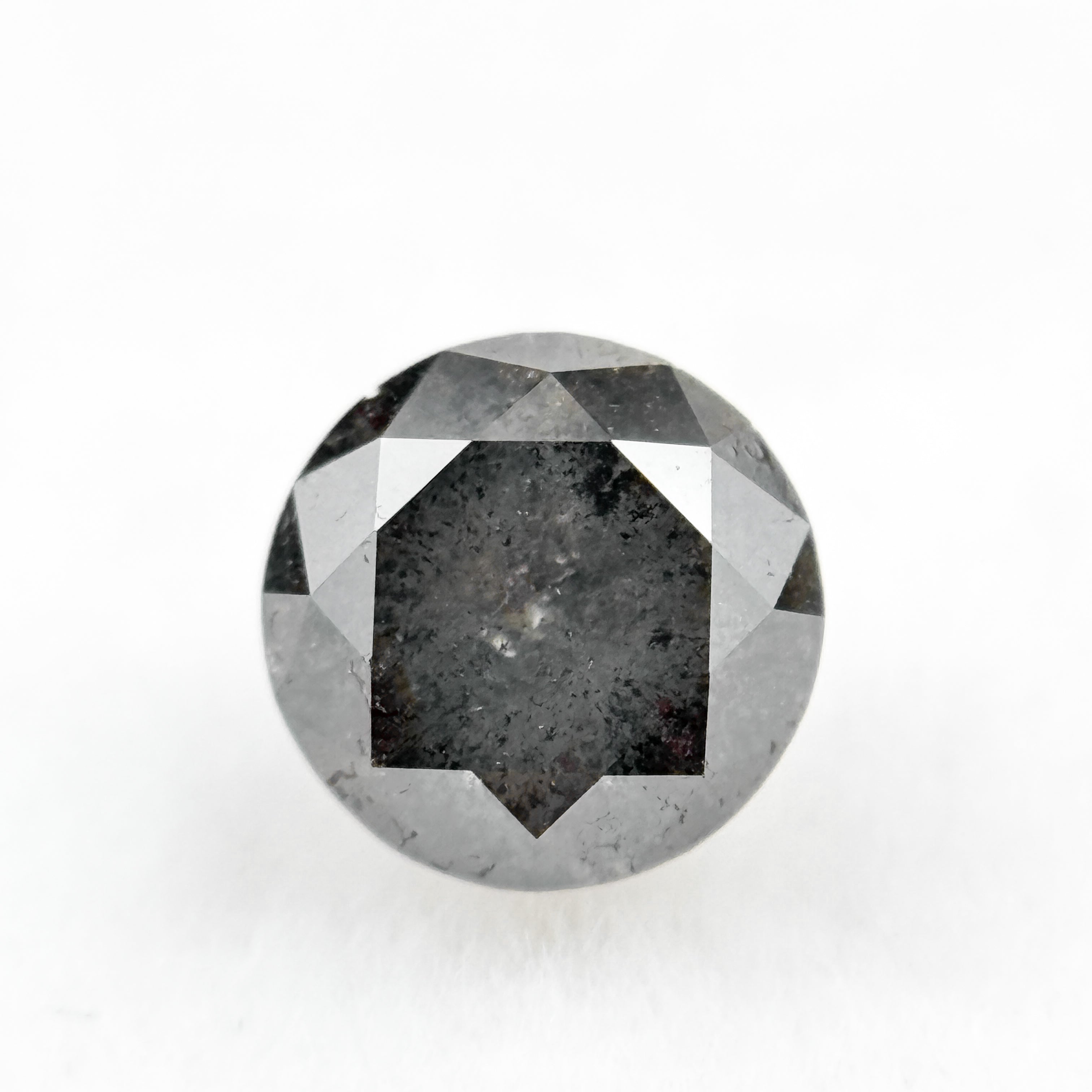 0.73 Ct Round Rose Cut Grey Natural Salt and Pepper Diamond