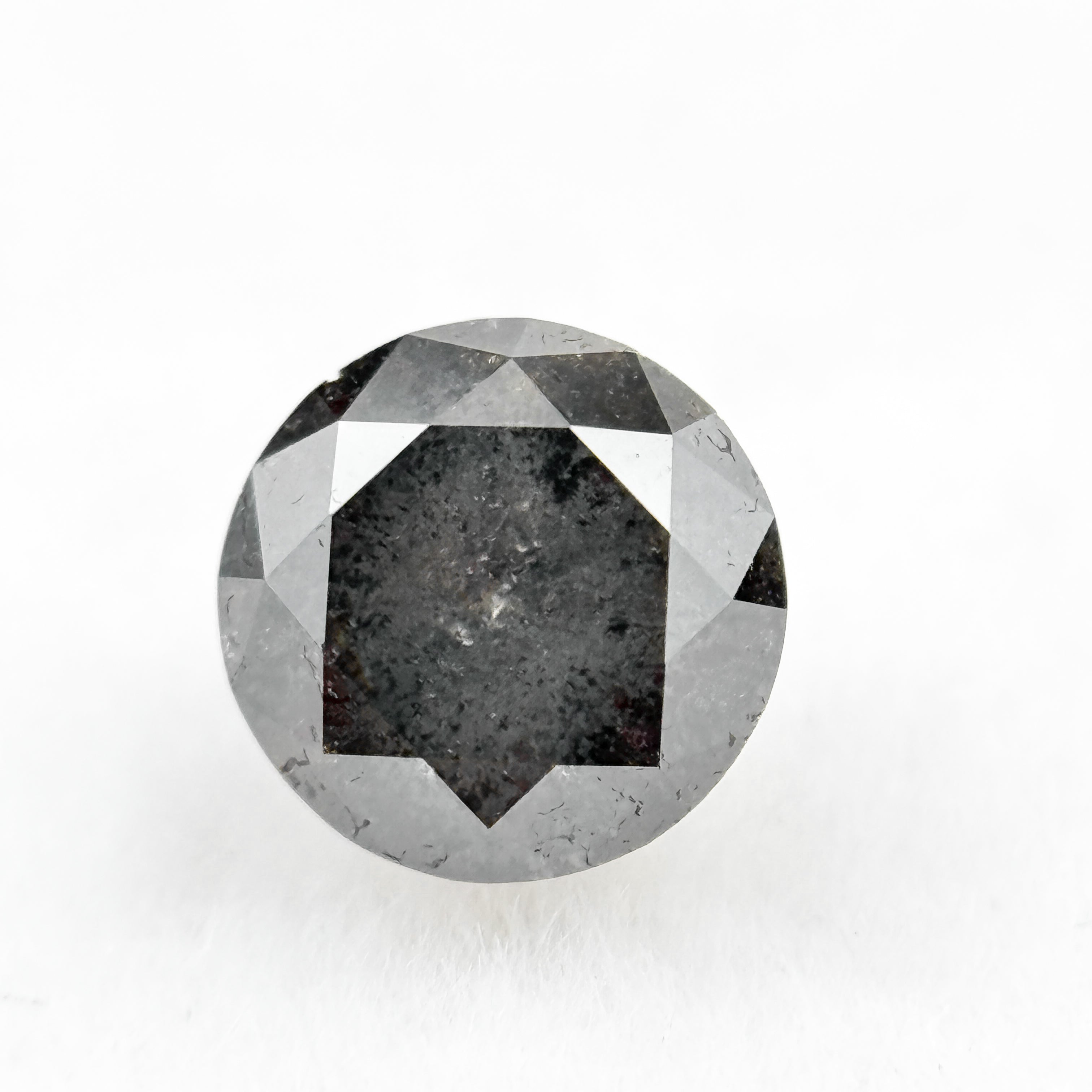 0.73 Ct Round Rose Cut Grey Natural Salt and Pepper Diamond