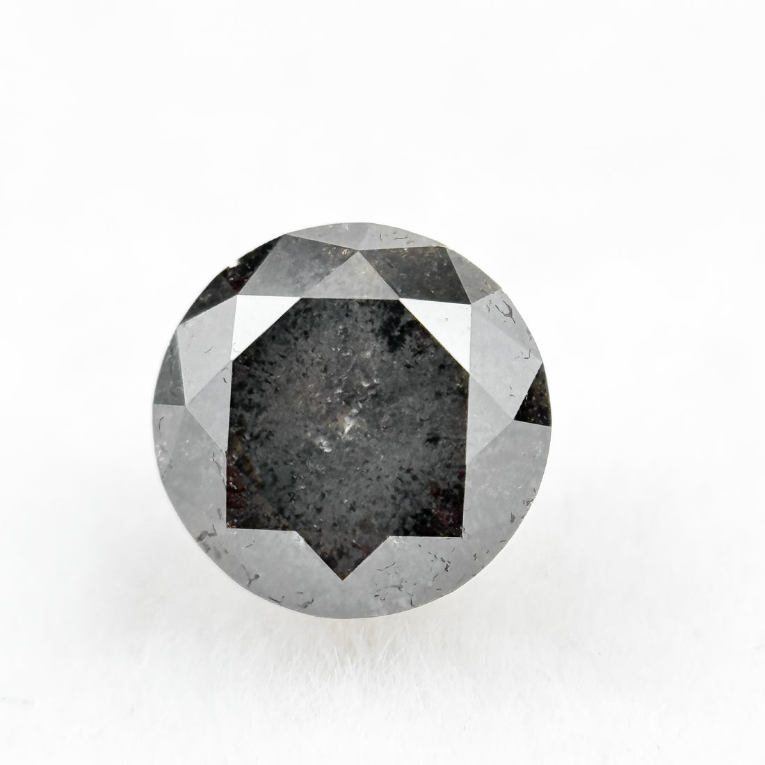 0.73 Ct Round Rose Cut Grey Natural Salt and Pepper Diamond