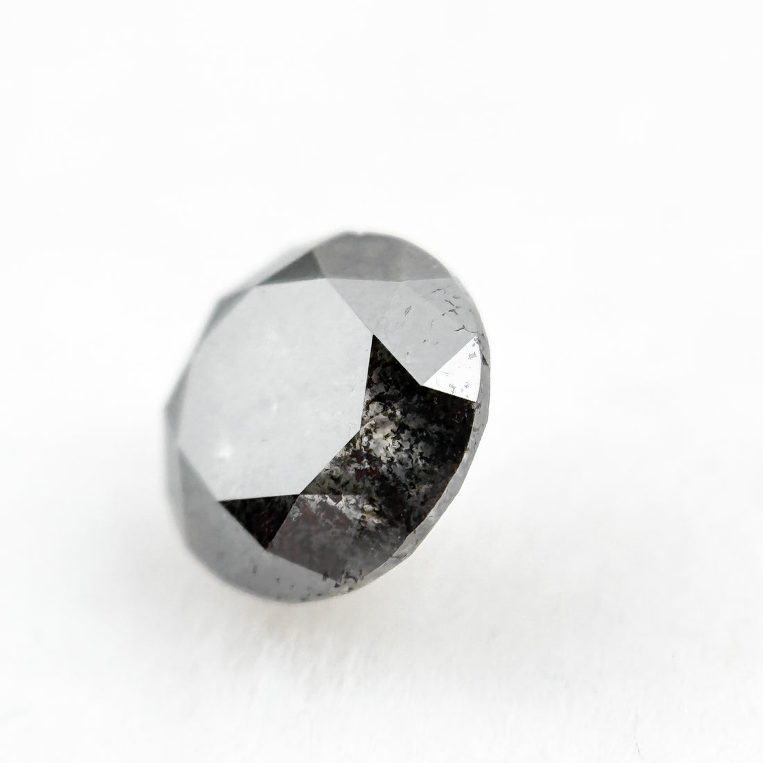 0.73 Ct Round Rose Cut Grey Natural Salt and Pepper Diamond