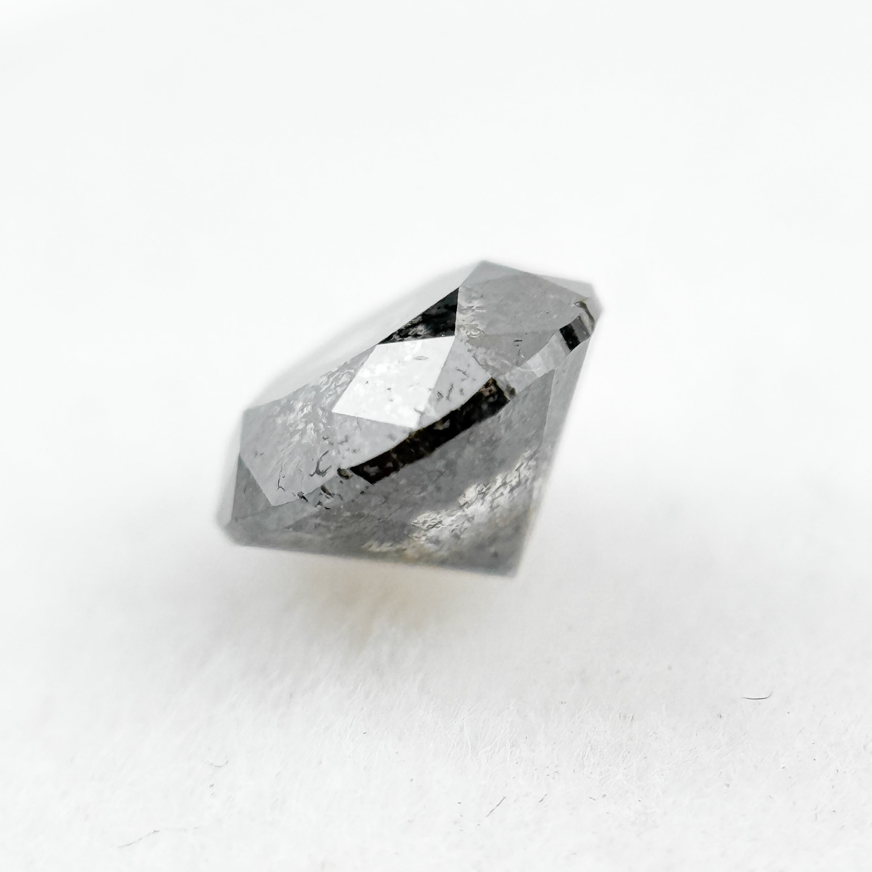 0.73 Ct Round Rose Cut Grey Natural Salt and Pepper Diamond