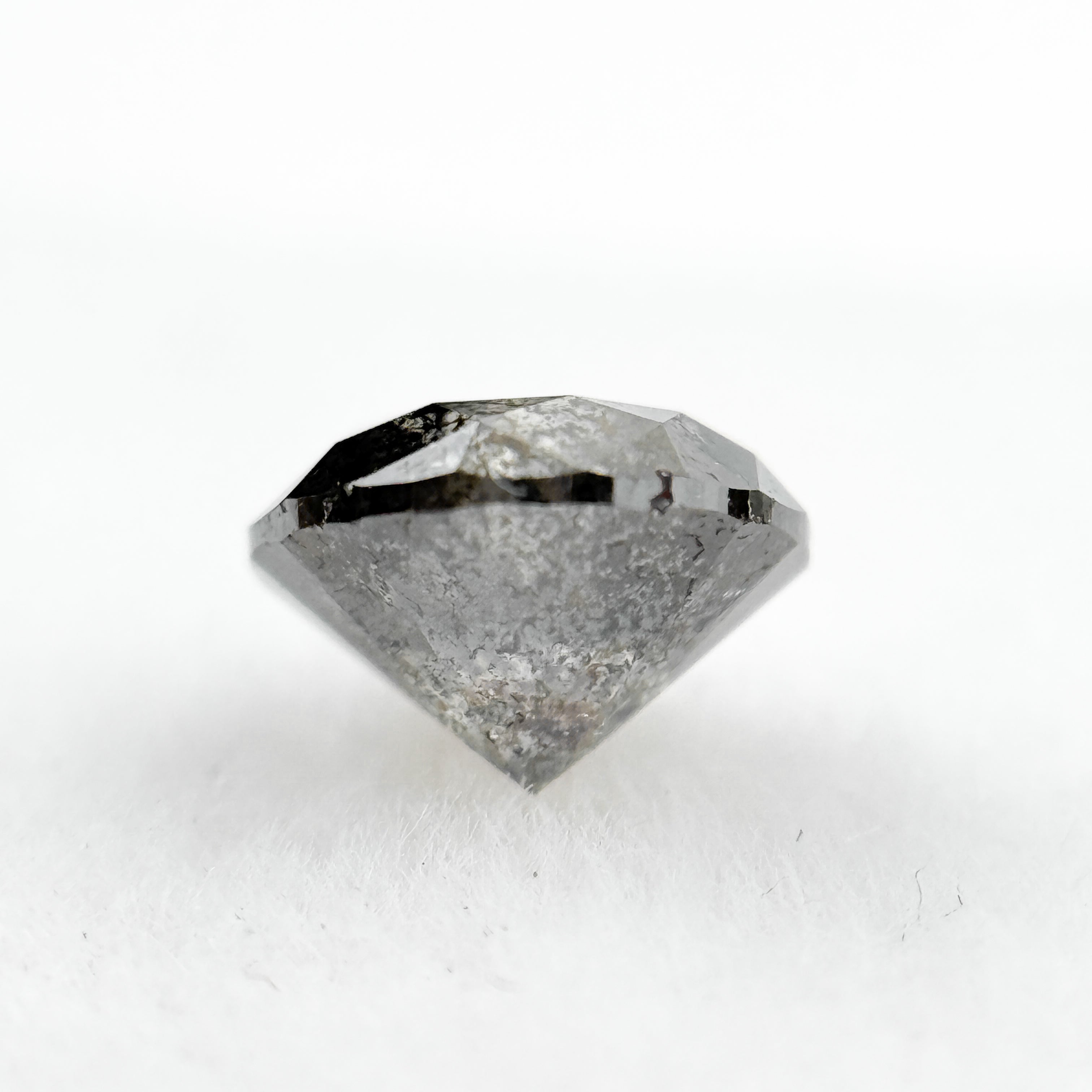 0.73 Ct Round Rose Cut Grey Natural Salt and Pepper Diamond