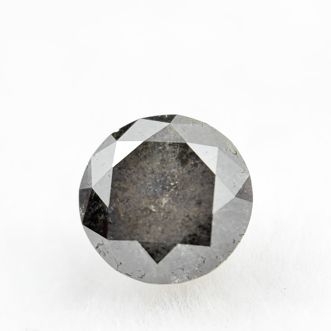 0.73 Ct Round Rose Cut Grey Natural Salt and Pepper Diamond