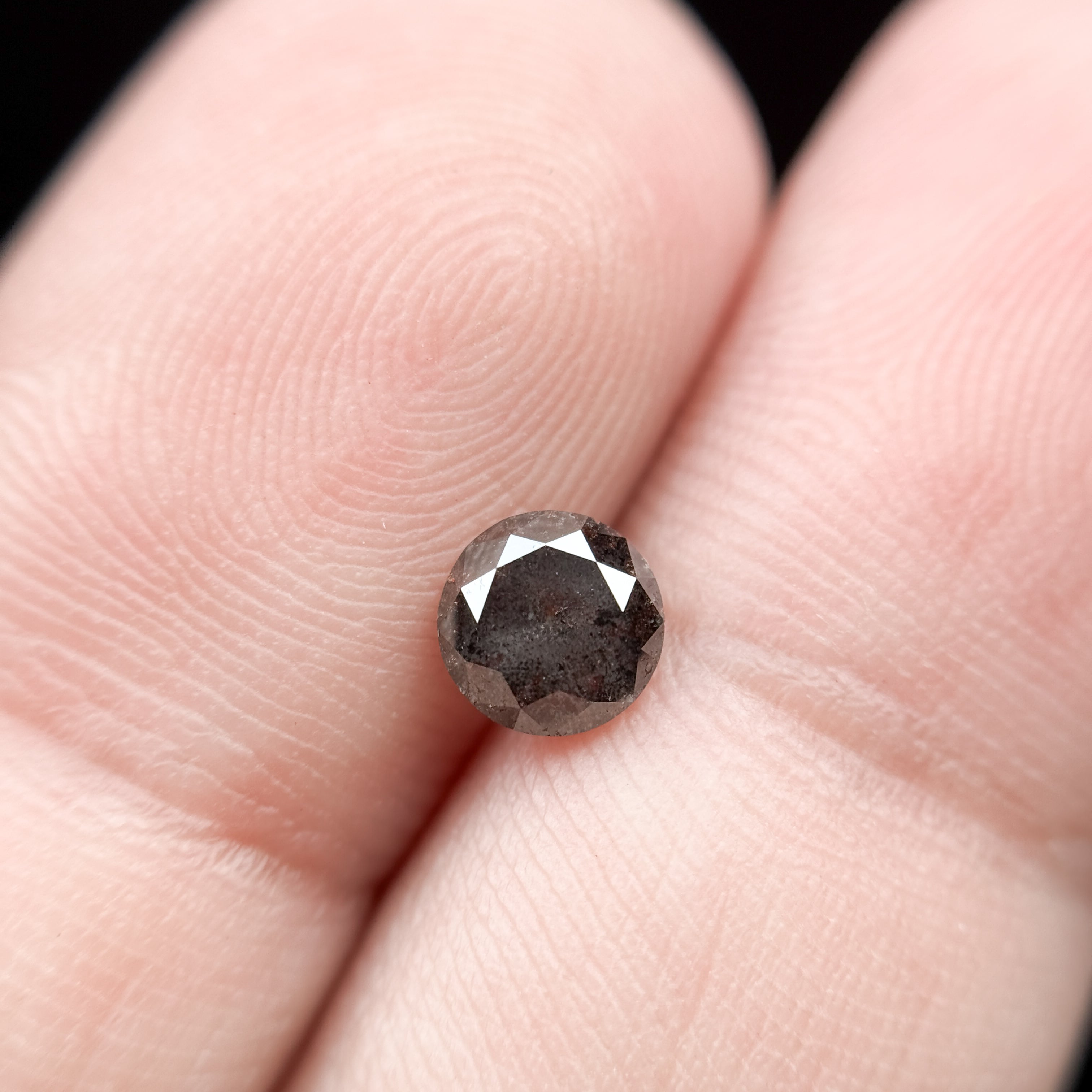 0.73 Ct Round Rose Cut Grey Natural Salt and Pepper Diamond