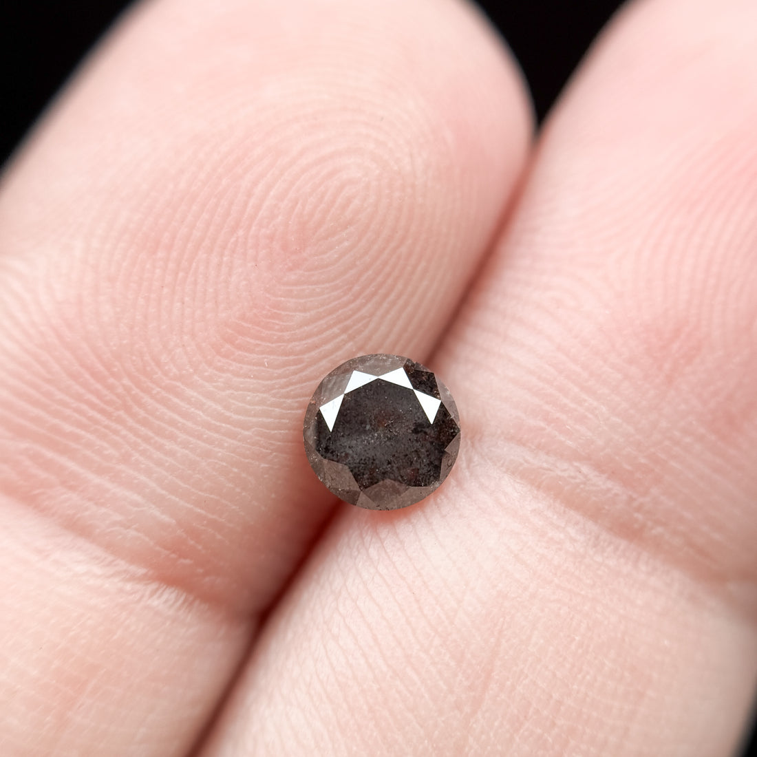0.73 Ct Round Rose Cut Grey Natural Salt and Pepper Diamond