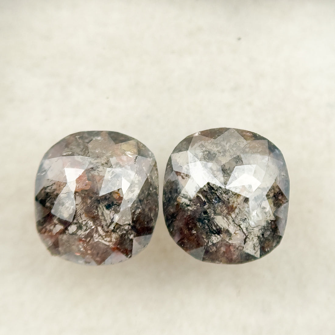 1.48 Ct Cushion Rose Cut Grey Natural Salt and Pepper Diamond