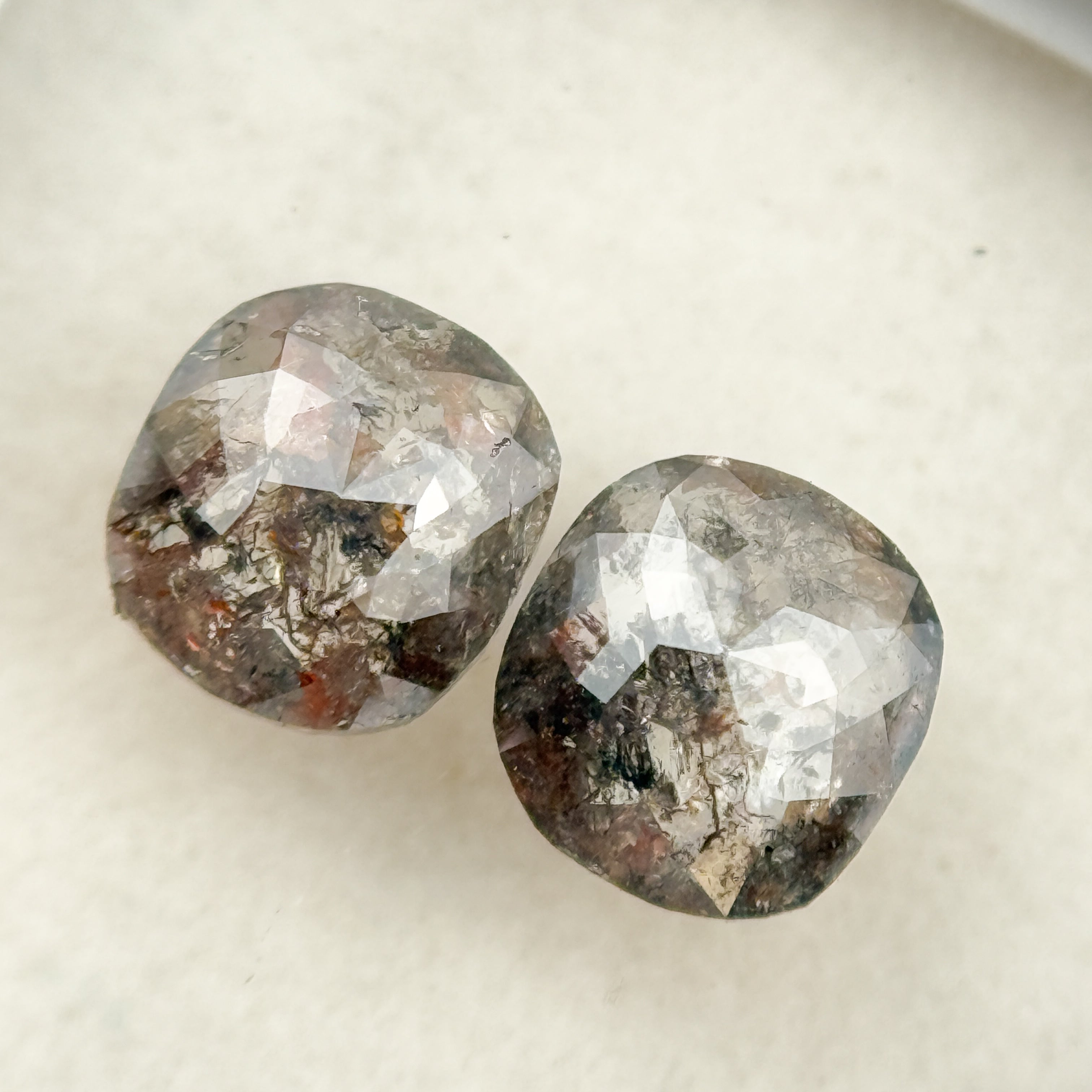 1.48 Ct Cushion Rose Cut Grey Natural Salt and Pepper Diamond