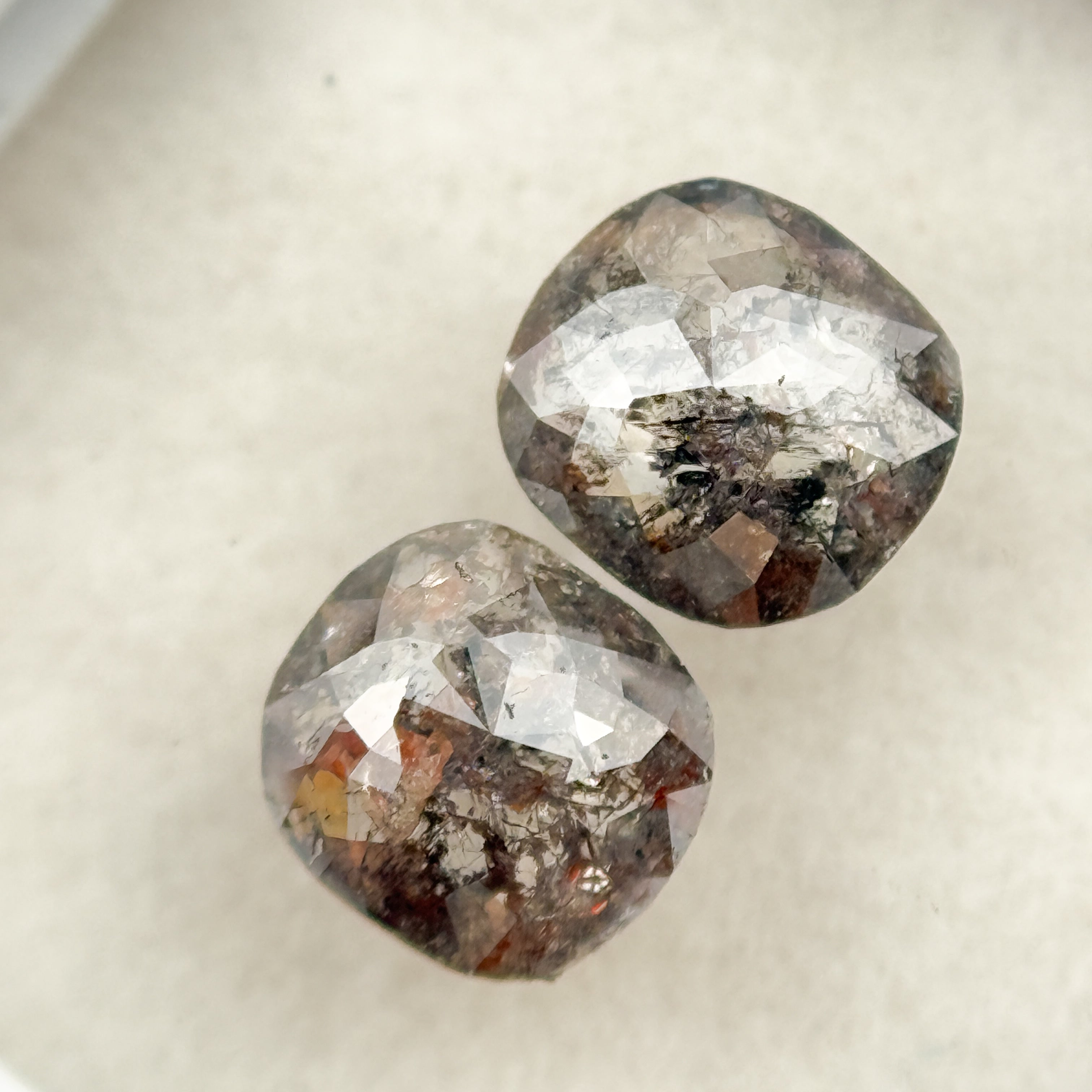 1.48 Ct Cushion Rose Cut Grey Natural Salt and Pepper Diamond