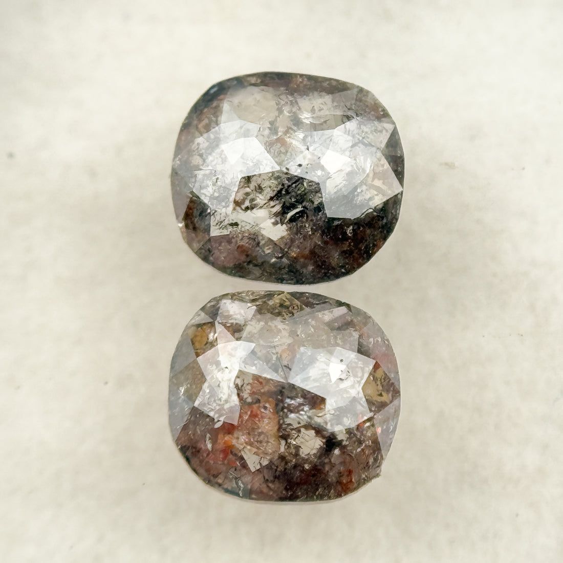 1.48 Ct Cushion Rose Cut Grey Natural Salt and Pepper Diamond
