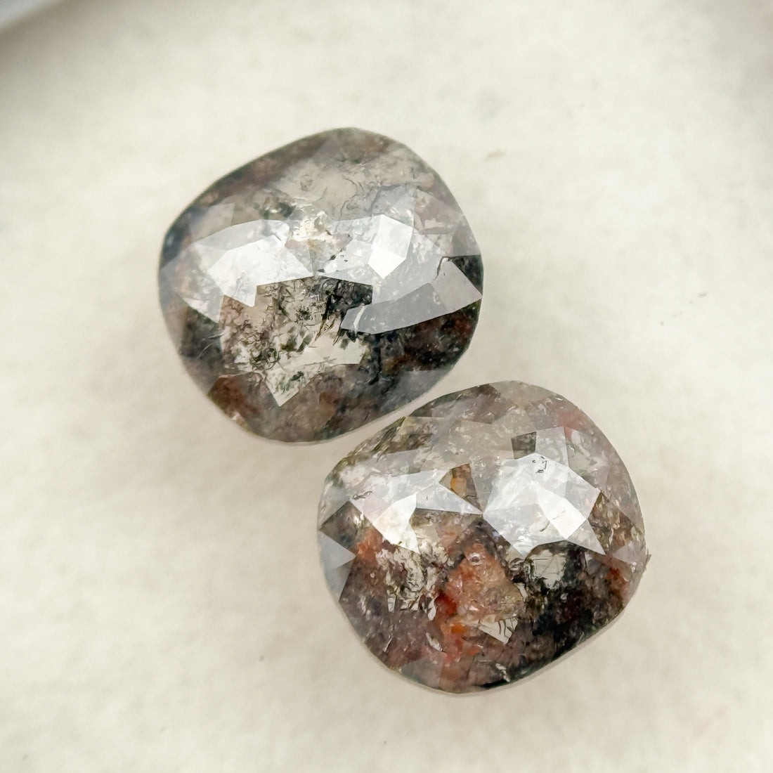 1.48 Ct Cushion Rose Cut Grey Natural Salt and Pepper Diamond