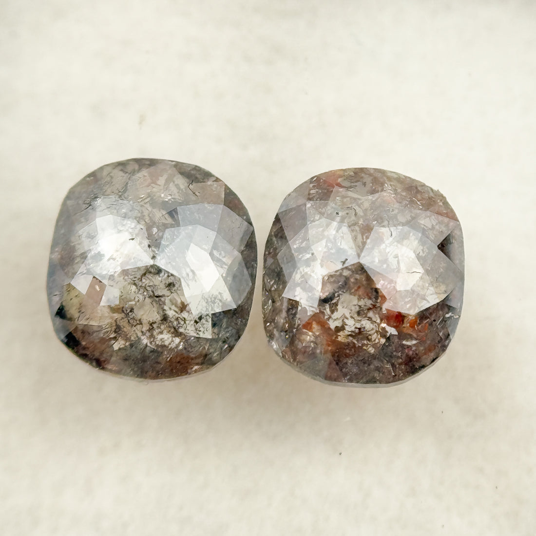 1.48 Ct Cushion Rose Cut Grey Natural Salt and Pepper Diamond
