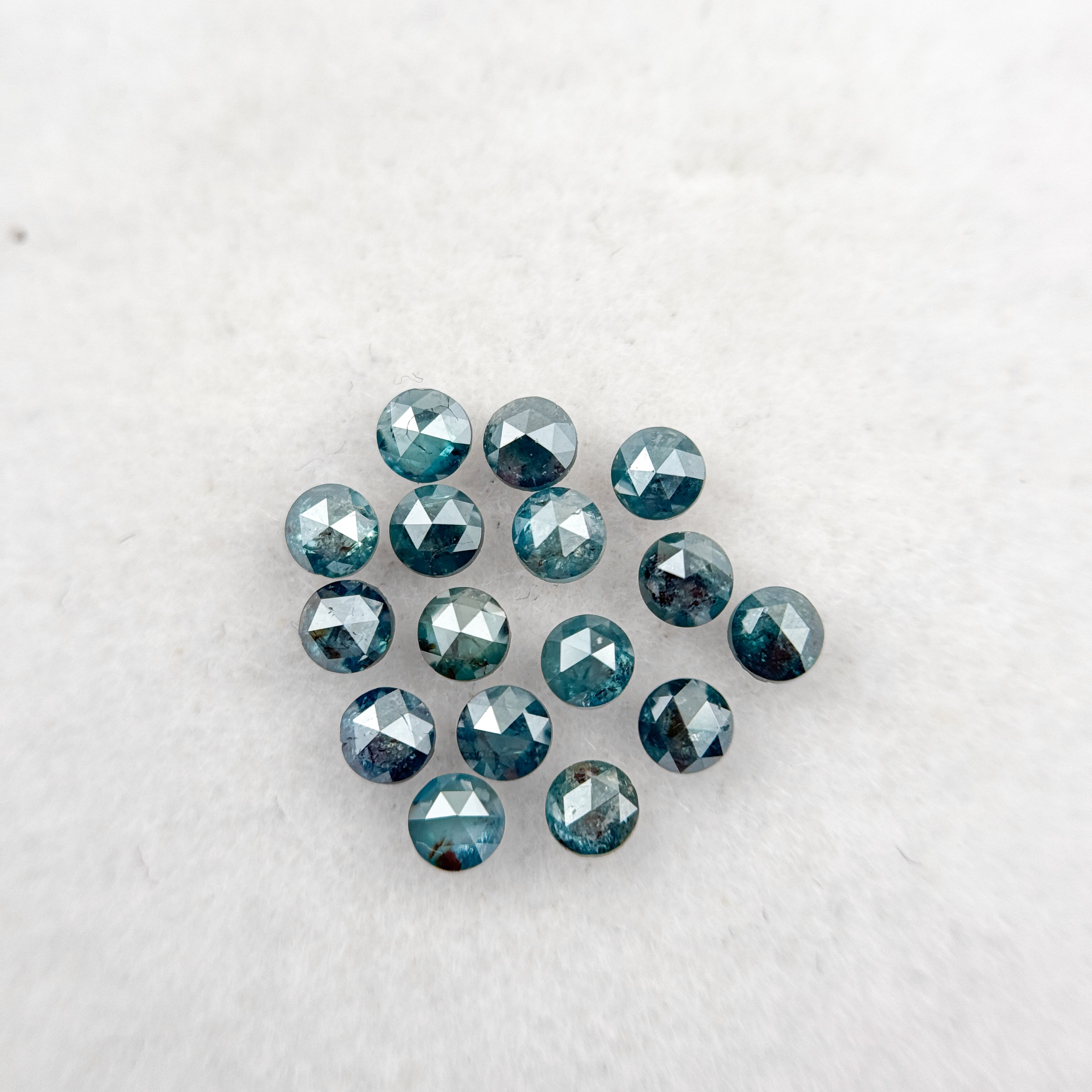 0.08 Ct Round Rose Cut Blue Natural Minimalist Diamond