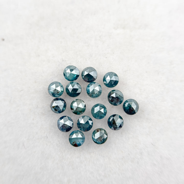 0.08 Ct Round Rose Cut Blue Natural Minimalist Diamond