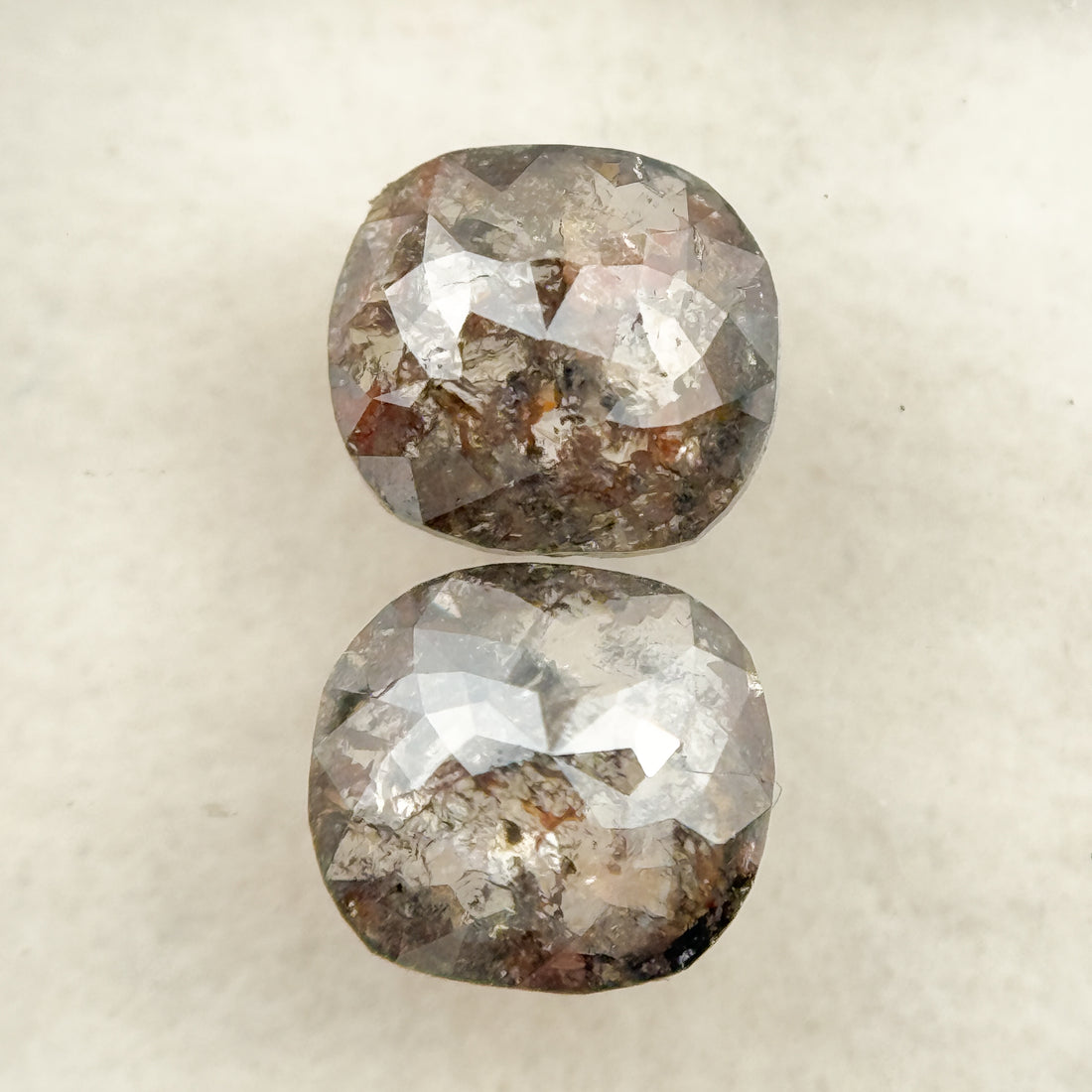 1.48 Ct Cushion Rose Cut Grey Natural Salt and Pepper Diamond