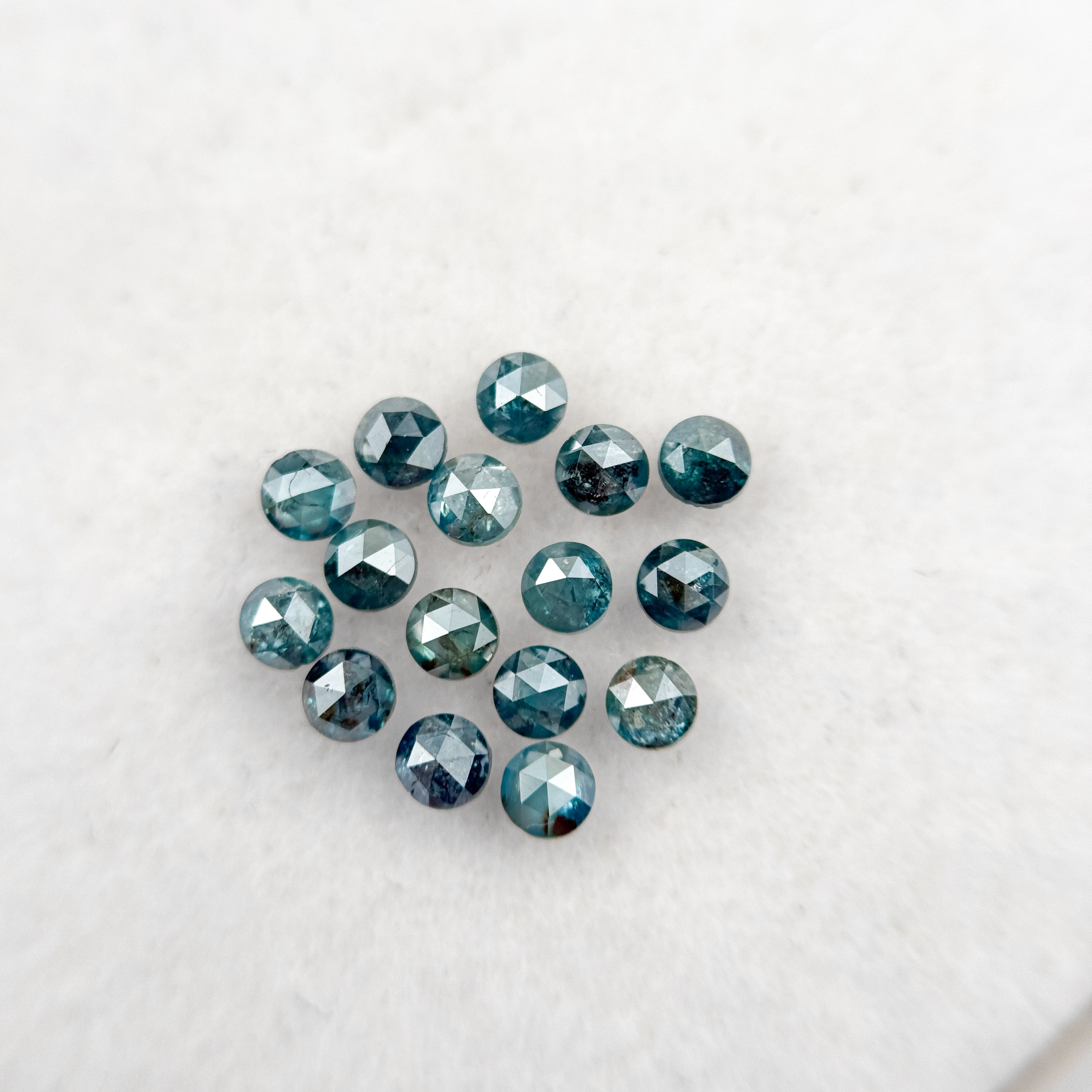 0.08 Ct Round Rose Cut Blue Natural Minimalist Diamond