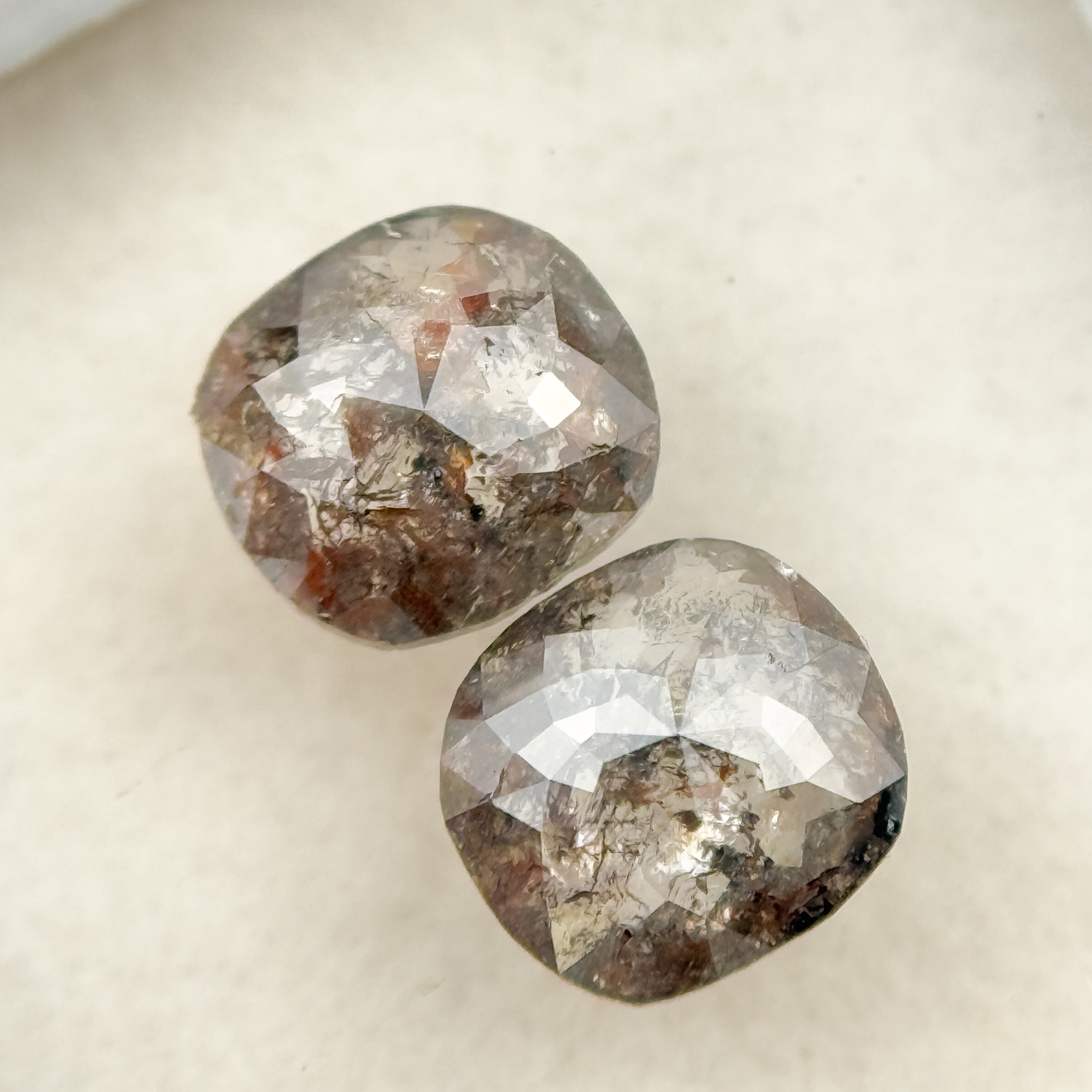 1.48 Ct Cushion Rose Cut Grey Natural Salt and Pepper Diamond