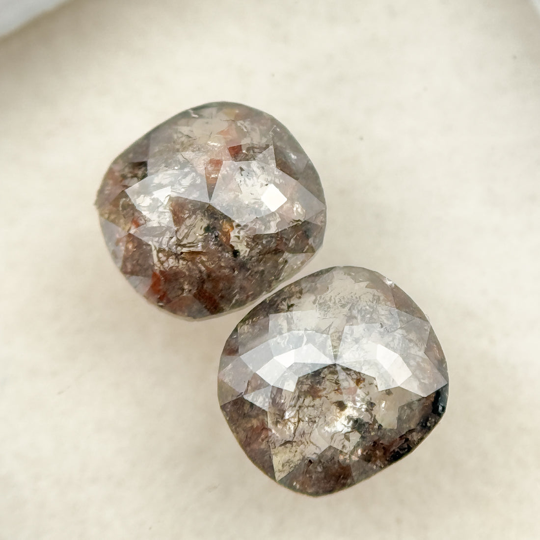 1.48 Ct Cushion Rose Cut Grey Natural Salt and Pepper Diamond
