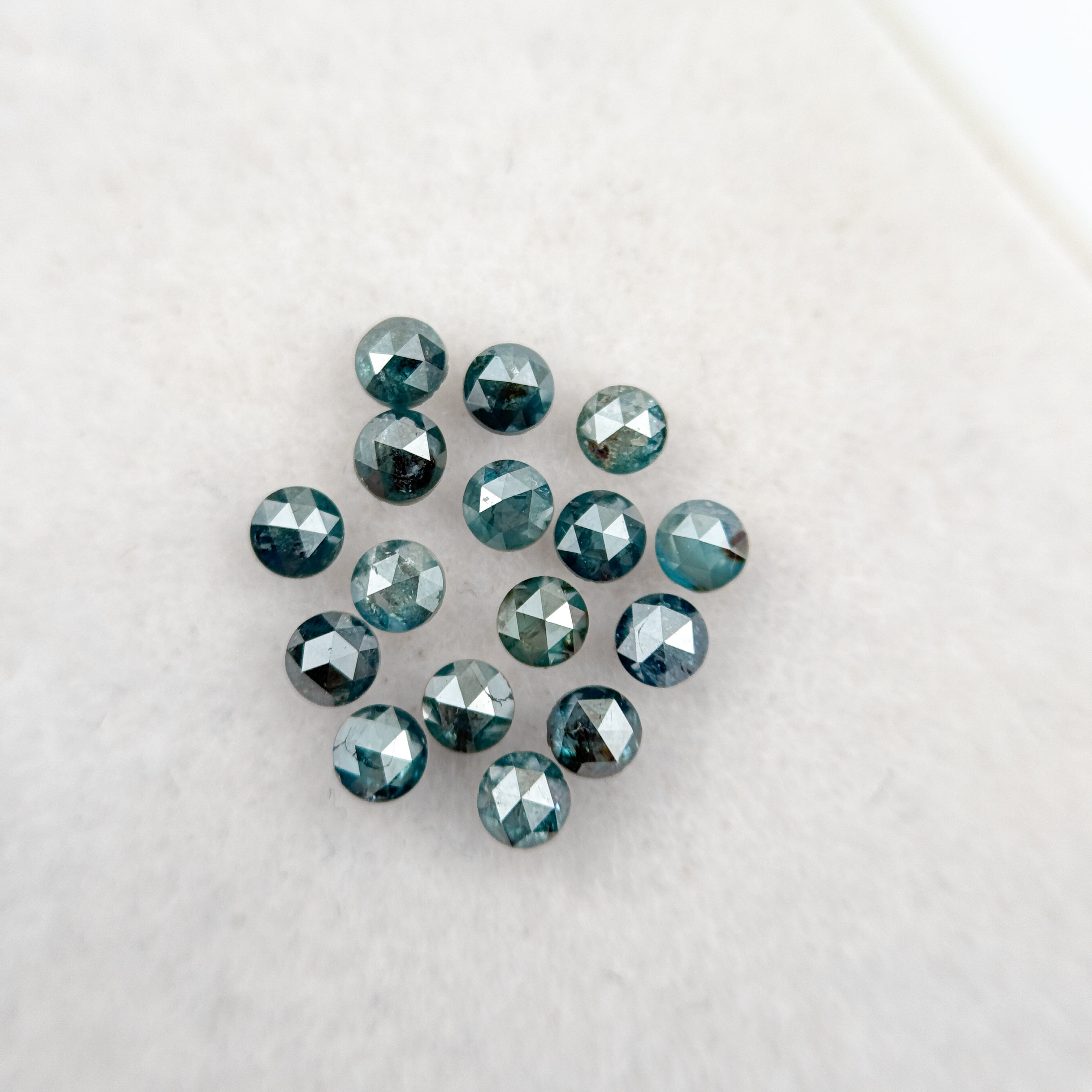 0.08 Ct Round Rose Cut Blue Natural Minimalist Diamond