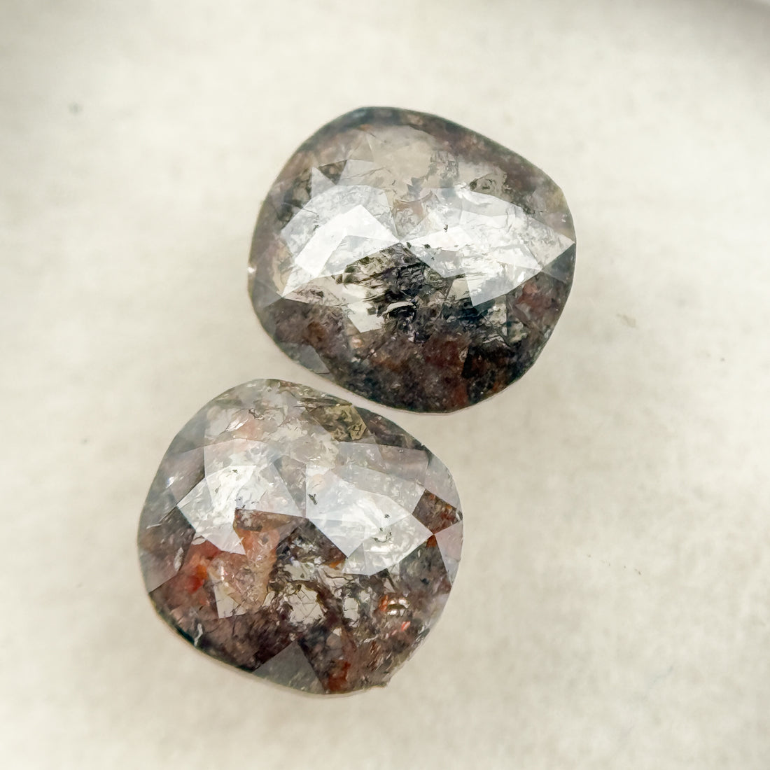 1.48 Ct Cushion Rose Cut Grey Natural Salt and Pepper Diamond