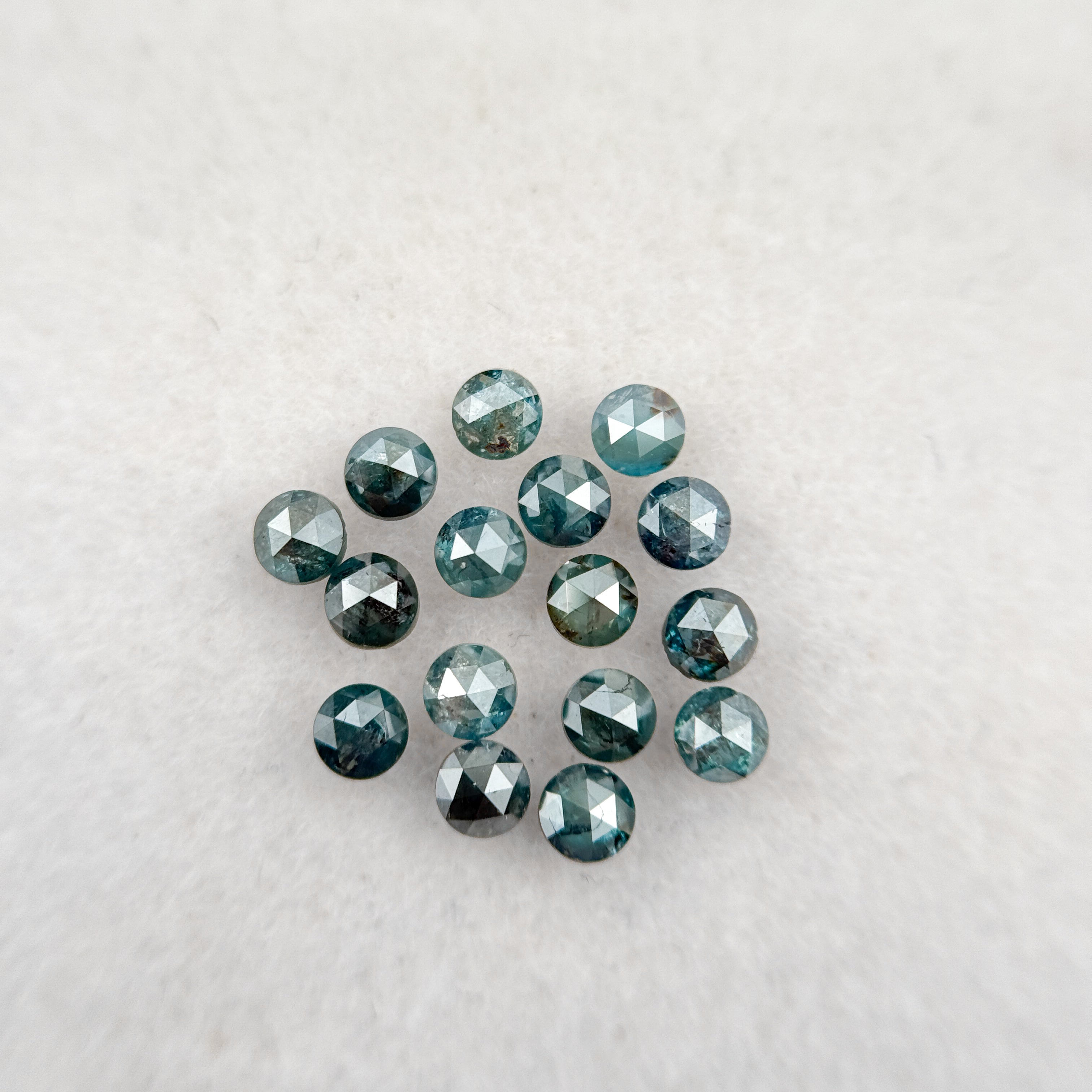 0.08 Ct Round Rose Cut Blue Natural Minimalist Diamond