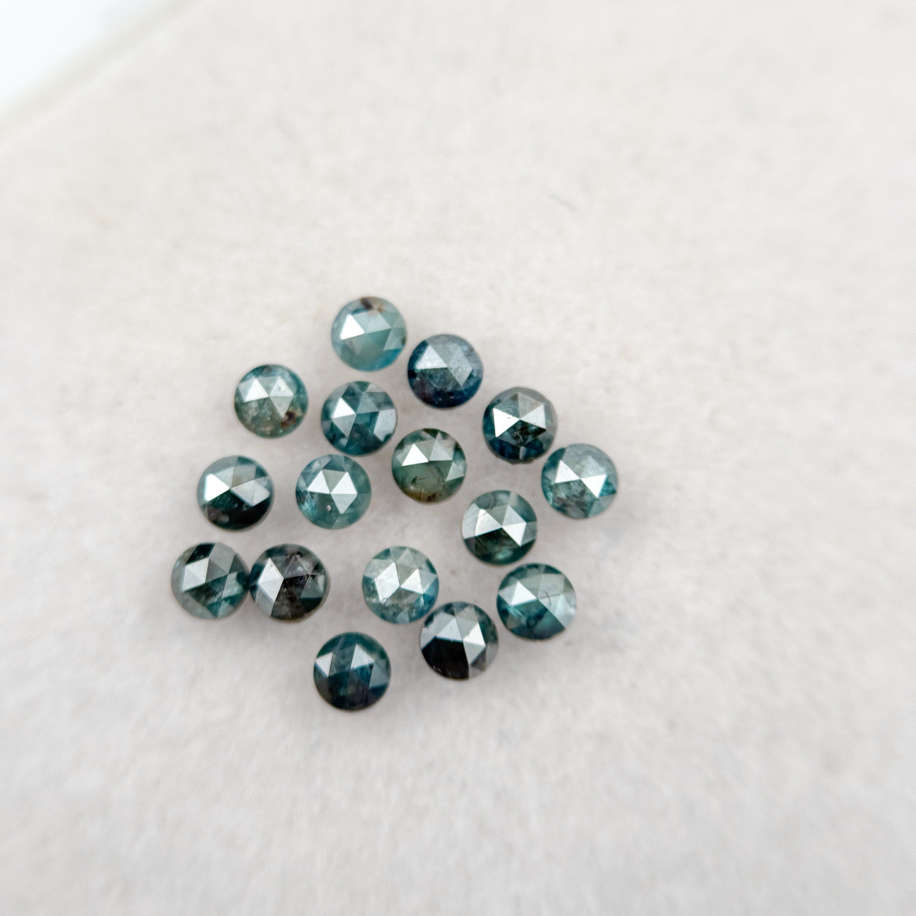0.08 Ct Round Rose Cut Blue Natural Minimalist Diamond
