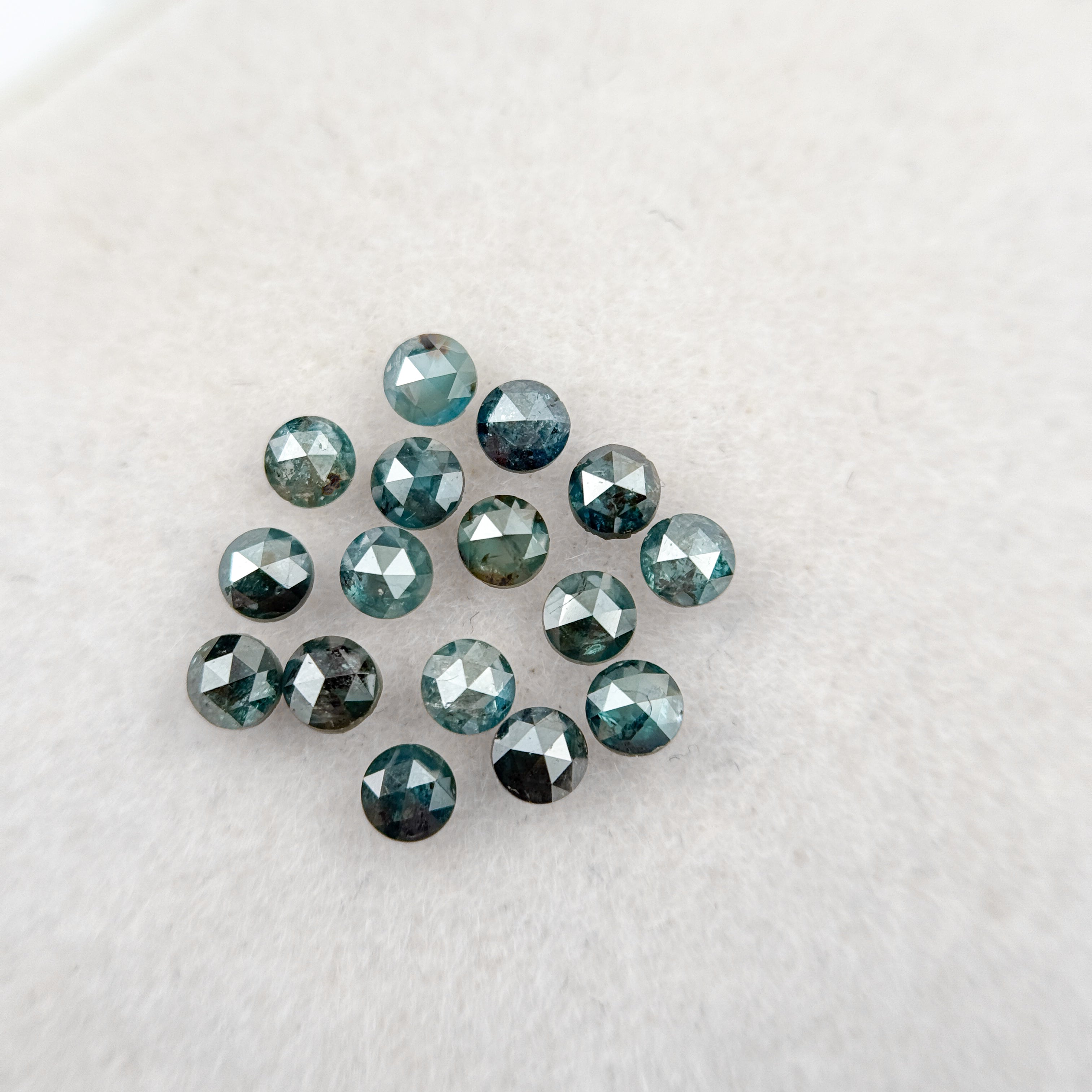 0.08 Ct Round Rose Cut Blue Natural Minimalist Diamond