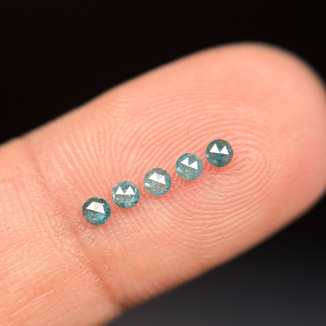 0.08 Ct Round Rose Cut Blue Natural Minimalist Diamond