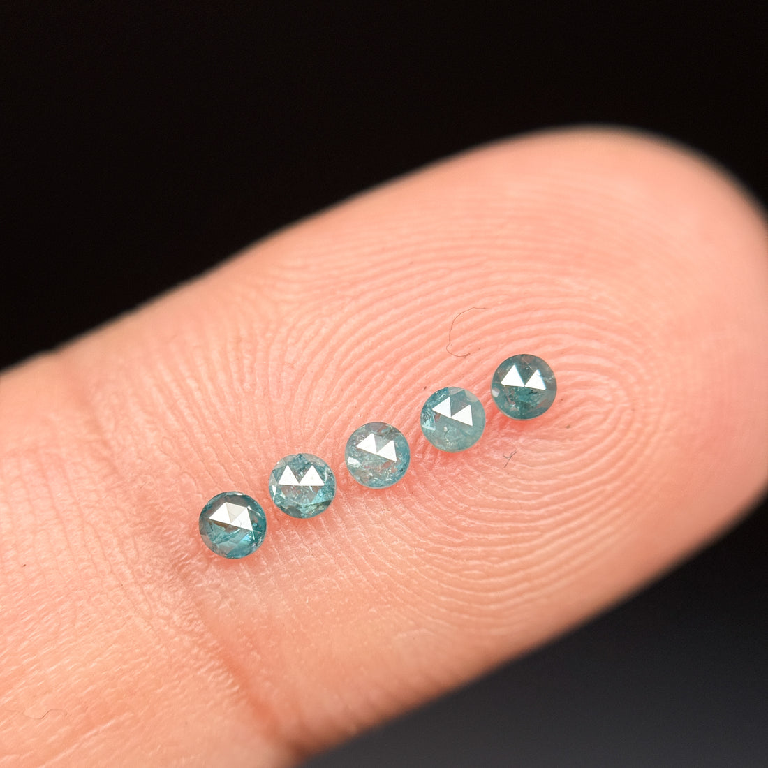 0.08 Ct Round Rose Cut Blue Natural Minimalist Diamond