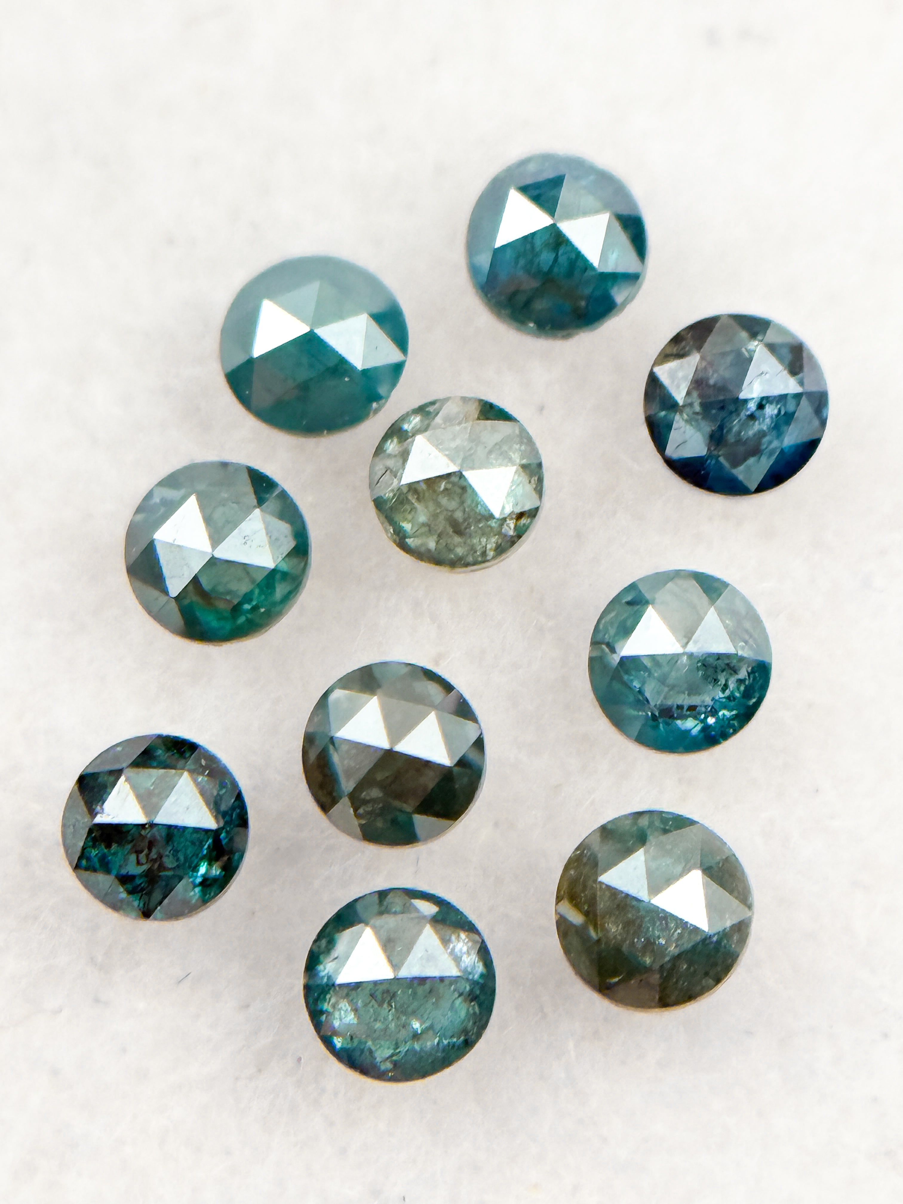 0.04 Ct Round Rose Cut Blue Natural Minimalist Diamond