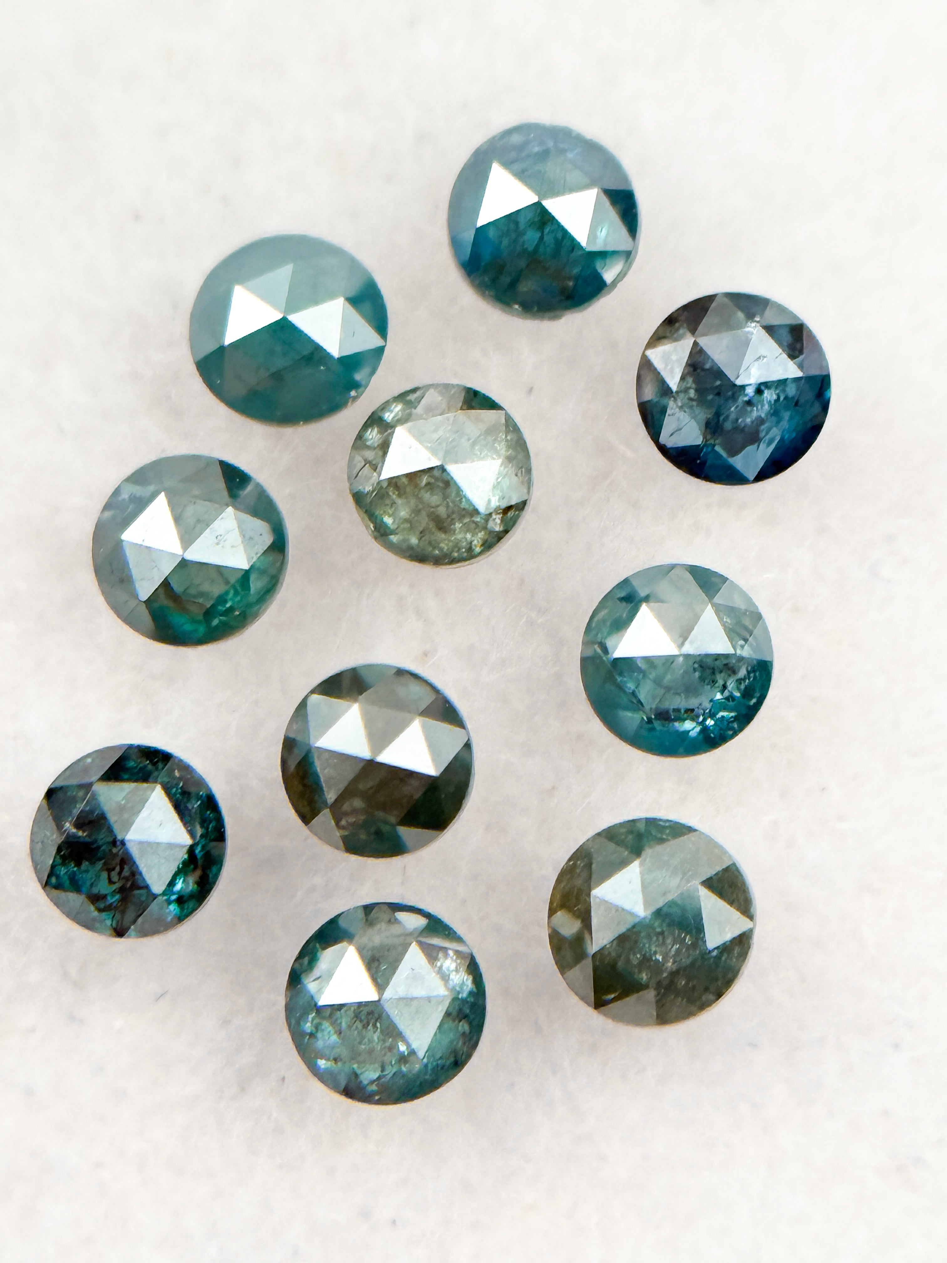 0.04 Ct Round Rose Cut Blue Natural Minimalist Diamond