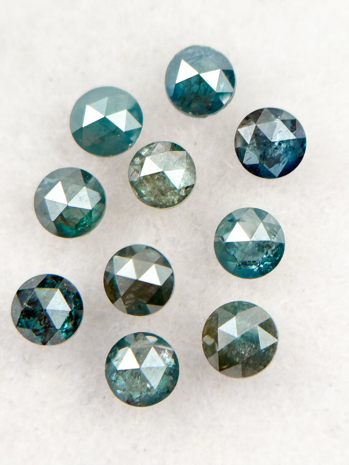 0.04 Ct Round Rose Cut Blue Natural Minimalist Diamond