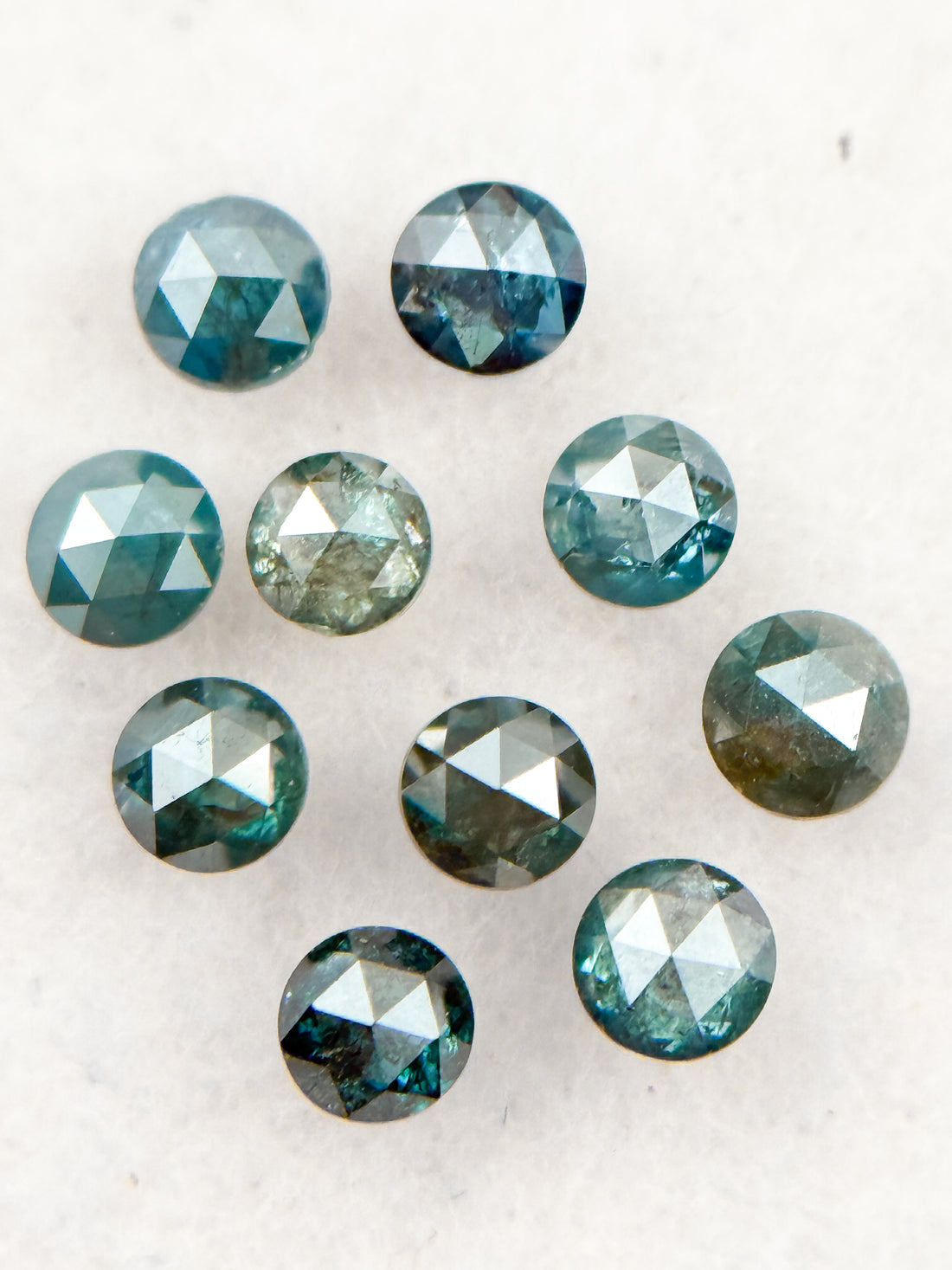 0.04 Ct Round Rose Cut Blue Natural Minimalist Diamond