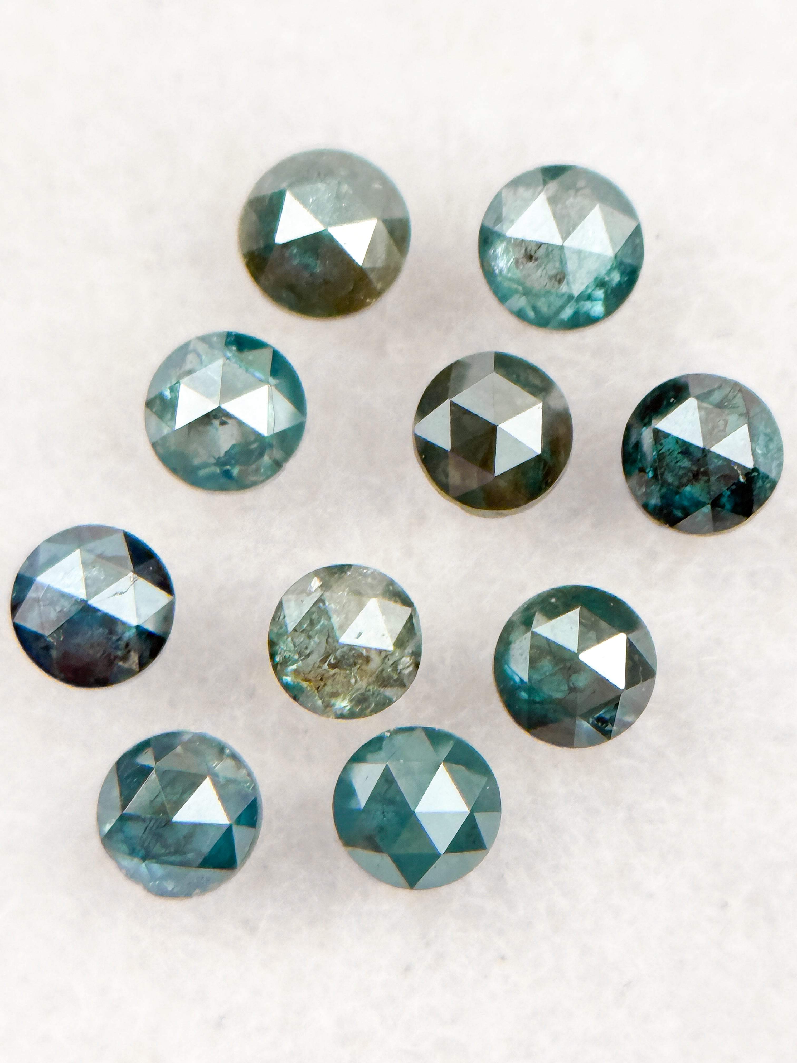 0.04 Ct Round Rose Cut Blue Natural Minimalist Diamond