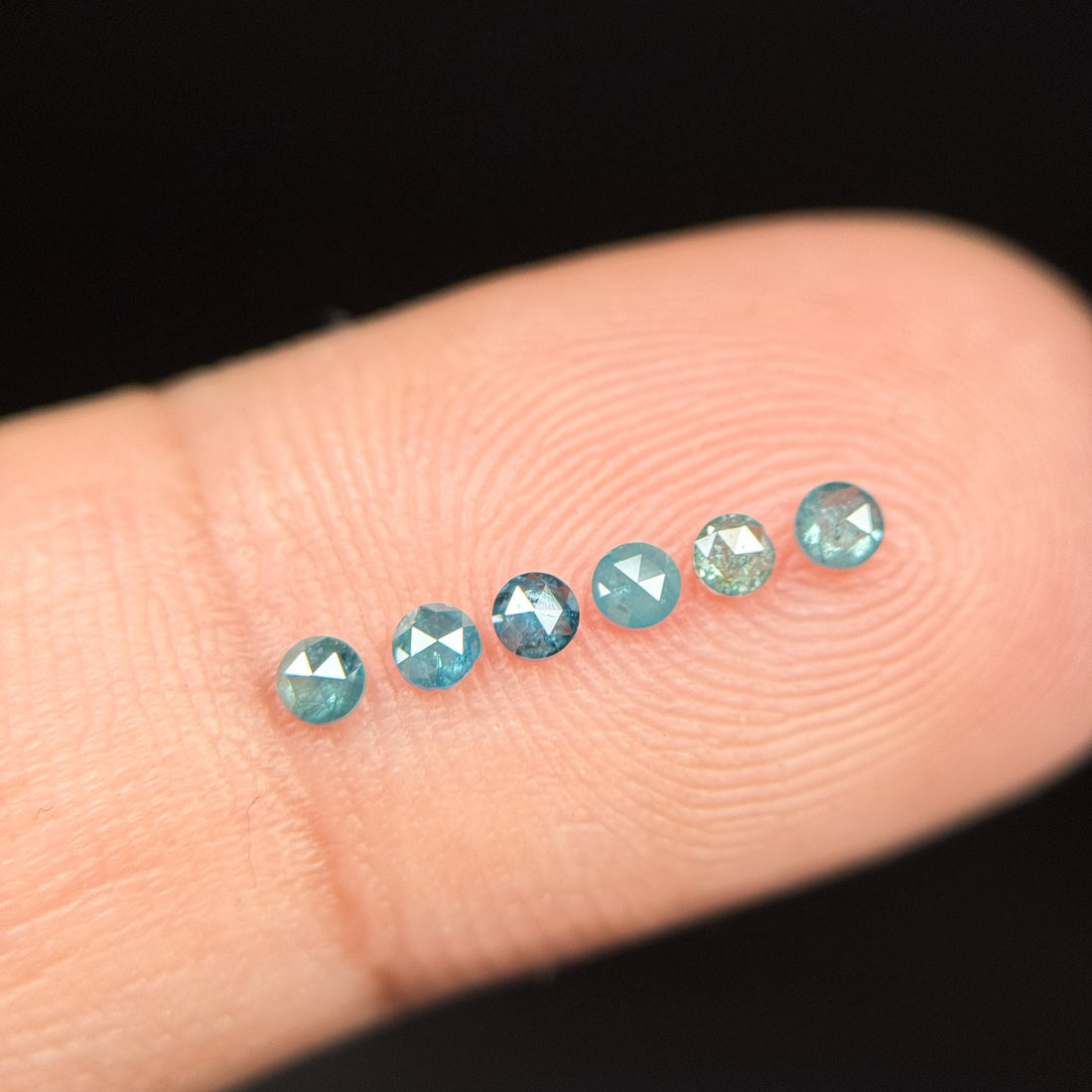 0.04 Ct Round Rose Cut Blue Natural Minimalist Diamond