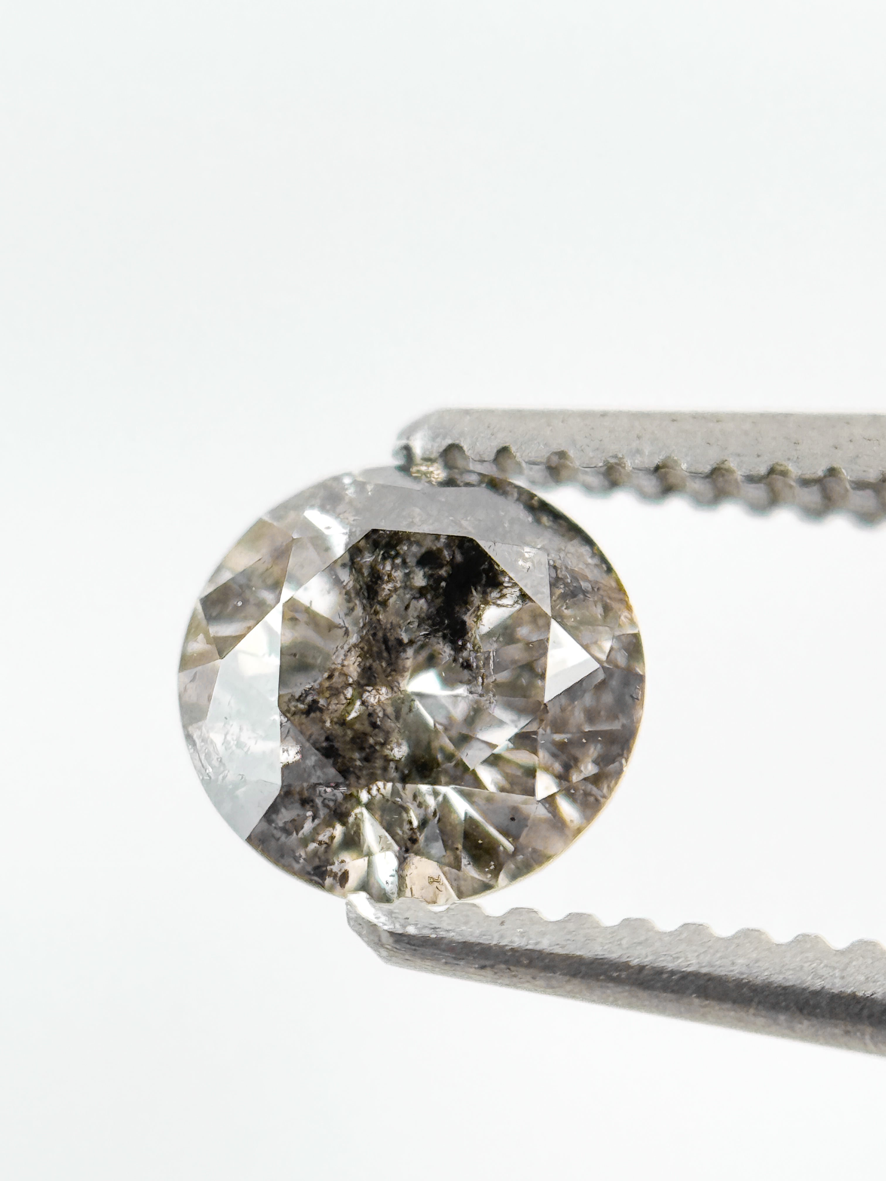 0.58 Ct Round Brilliant Cut Grey Salt and Pepper Natural Minimalist Diamond