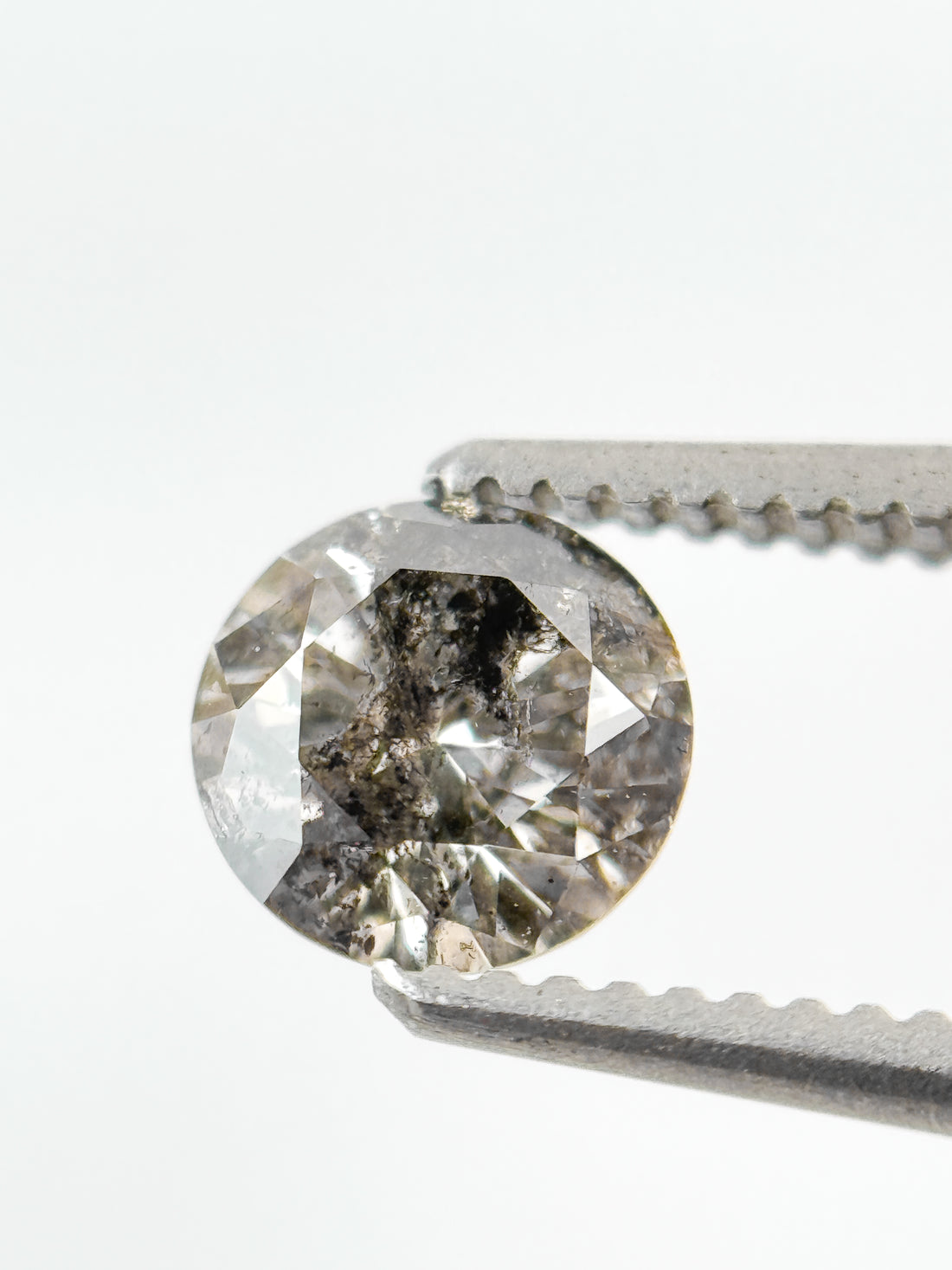 0.58 Ct Round Brilliant Cut Grey Salt and Pepper Natural Minimalist Diamond