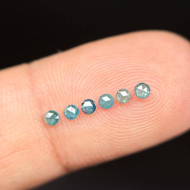 0.04 Ct Round Rose Cut Blue Natural Minimalist Diamond
