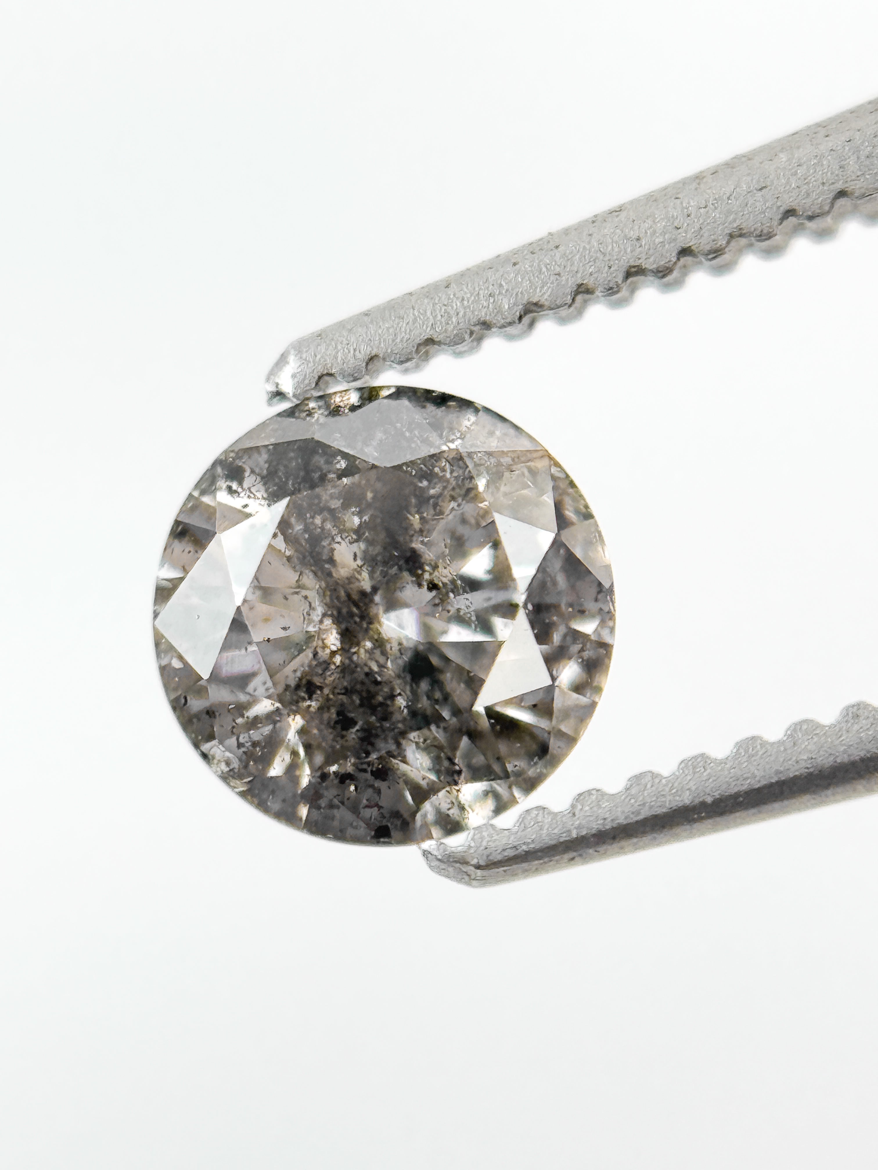0.58 Ct Round Brilliant Cut Grey Salt and Pepper Natural Minimalist Diamond