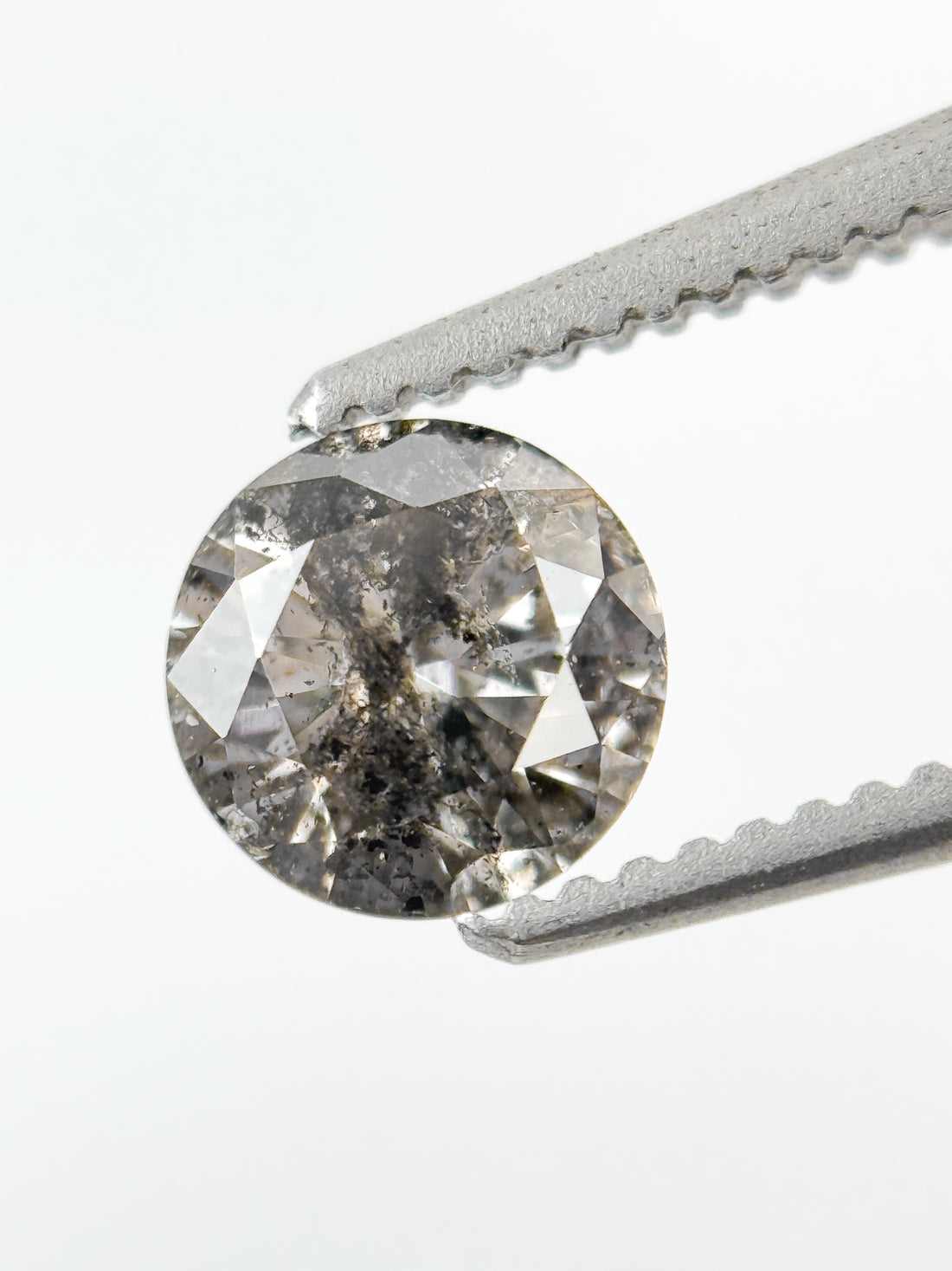 0.58 Ct Round Brilliant Cut Grey Salt and Pepper Natural Minimalist Diamond