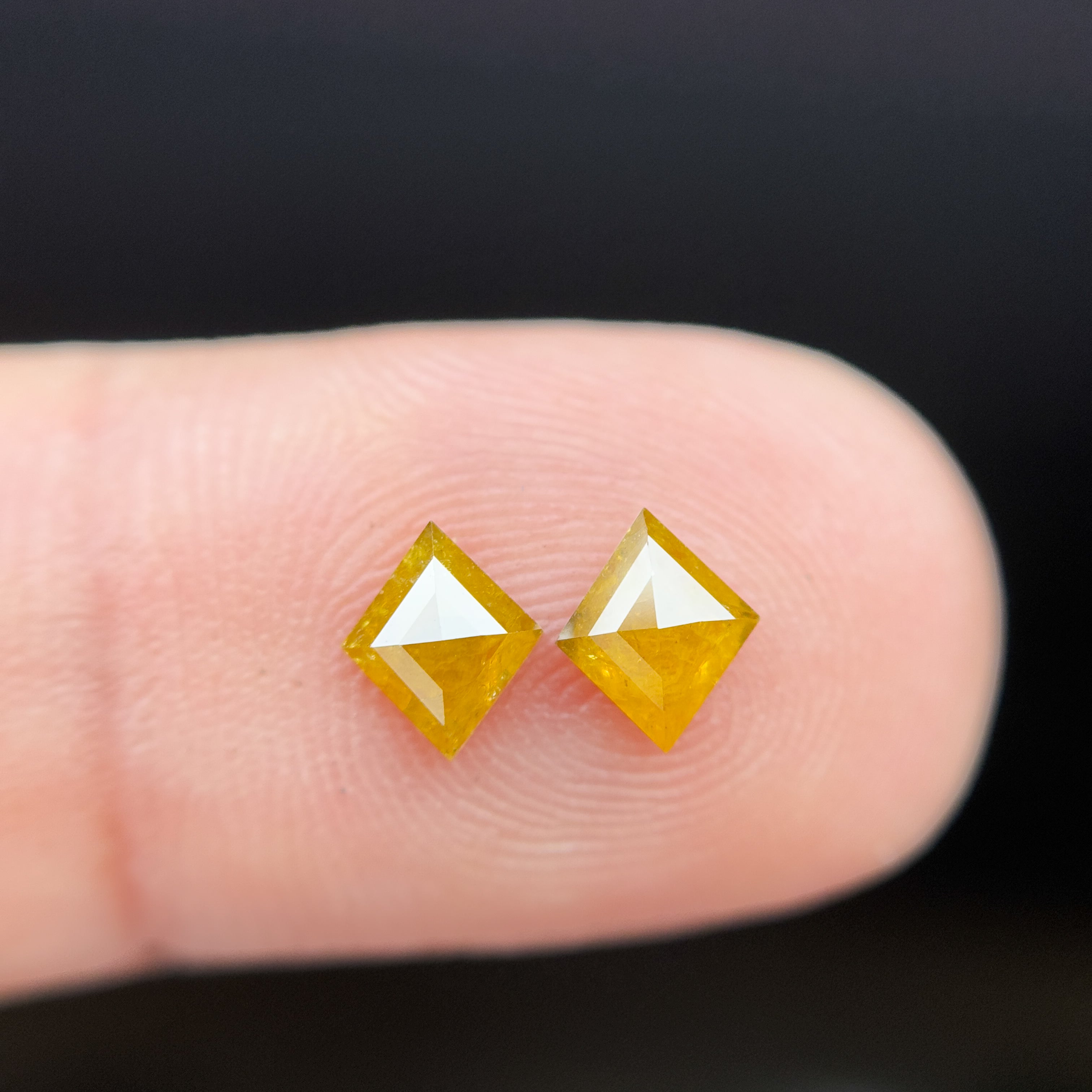 0.86 Ct Kite Rose Cut Yellow Natural Salt and Pepper Diamond