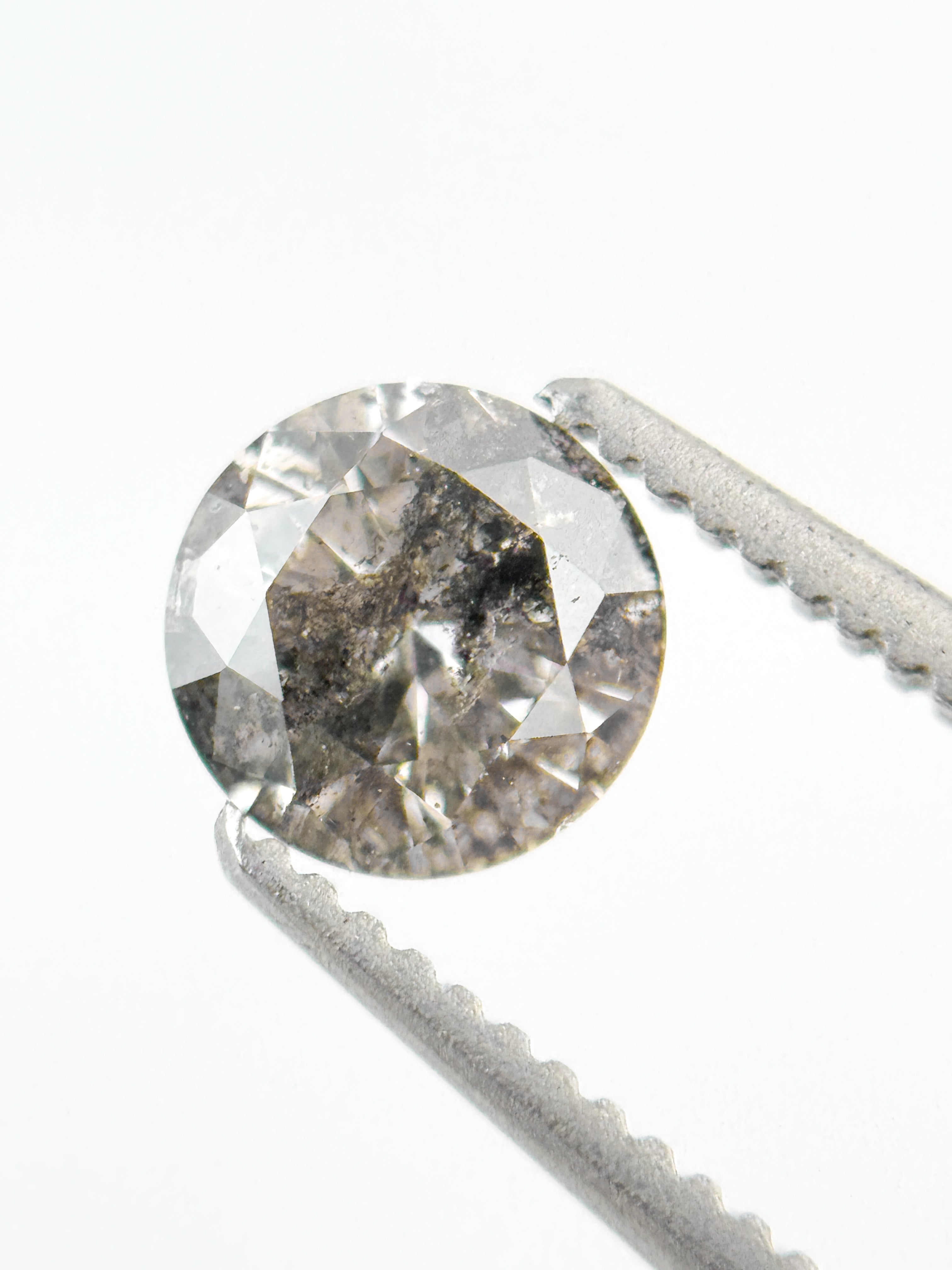 0.58 Ct Round Brilliant Cut Grey Salt and Pepper Natural Minimalist Diamond