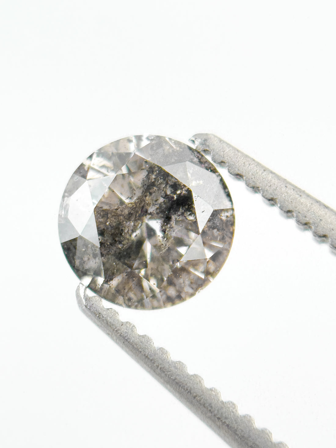 0.58 Ct Round Brilliant Cut Grey Salt and Pepper Natural Minimalist Diamond