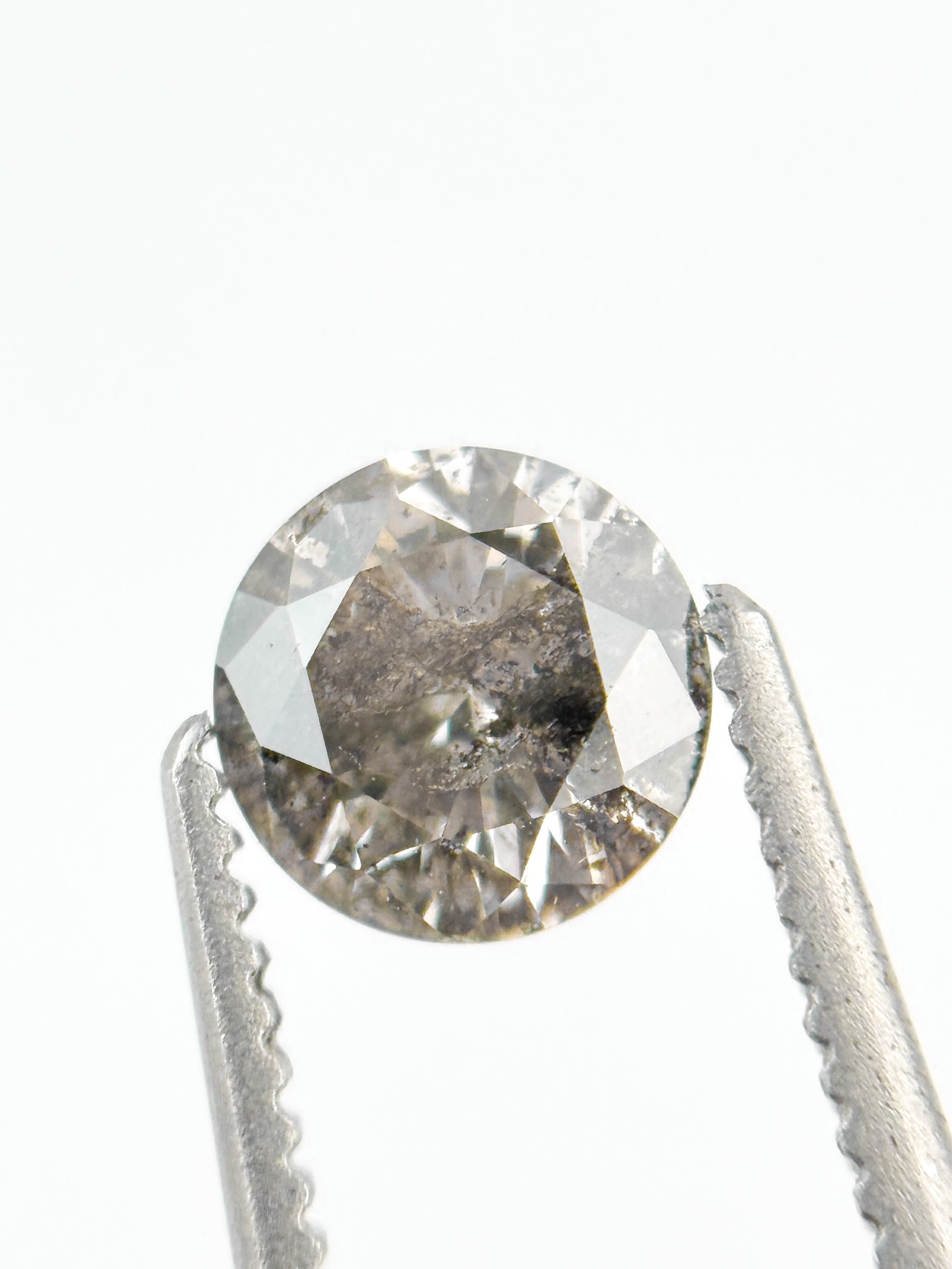 0.58 Ct Round Brilliant Cut Grey Salt and Pepper Natural Minimalist Diamond
