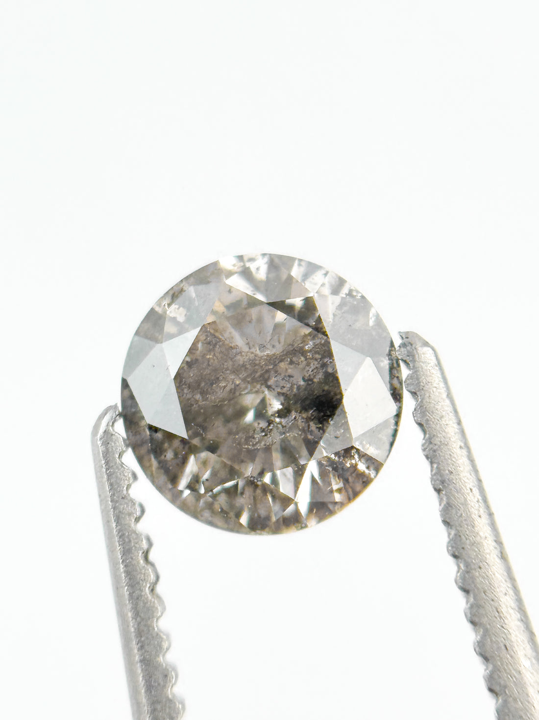 0.58 Ct Round Brilliant Cut Grey Salt and Pepper Natural Minimalist Diamond