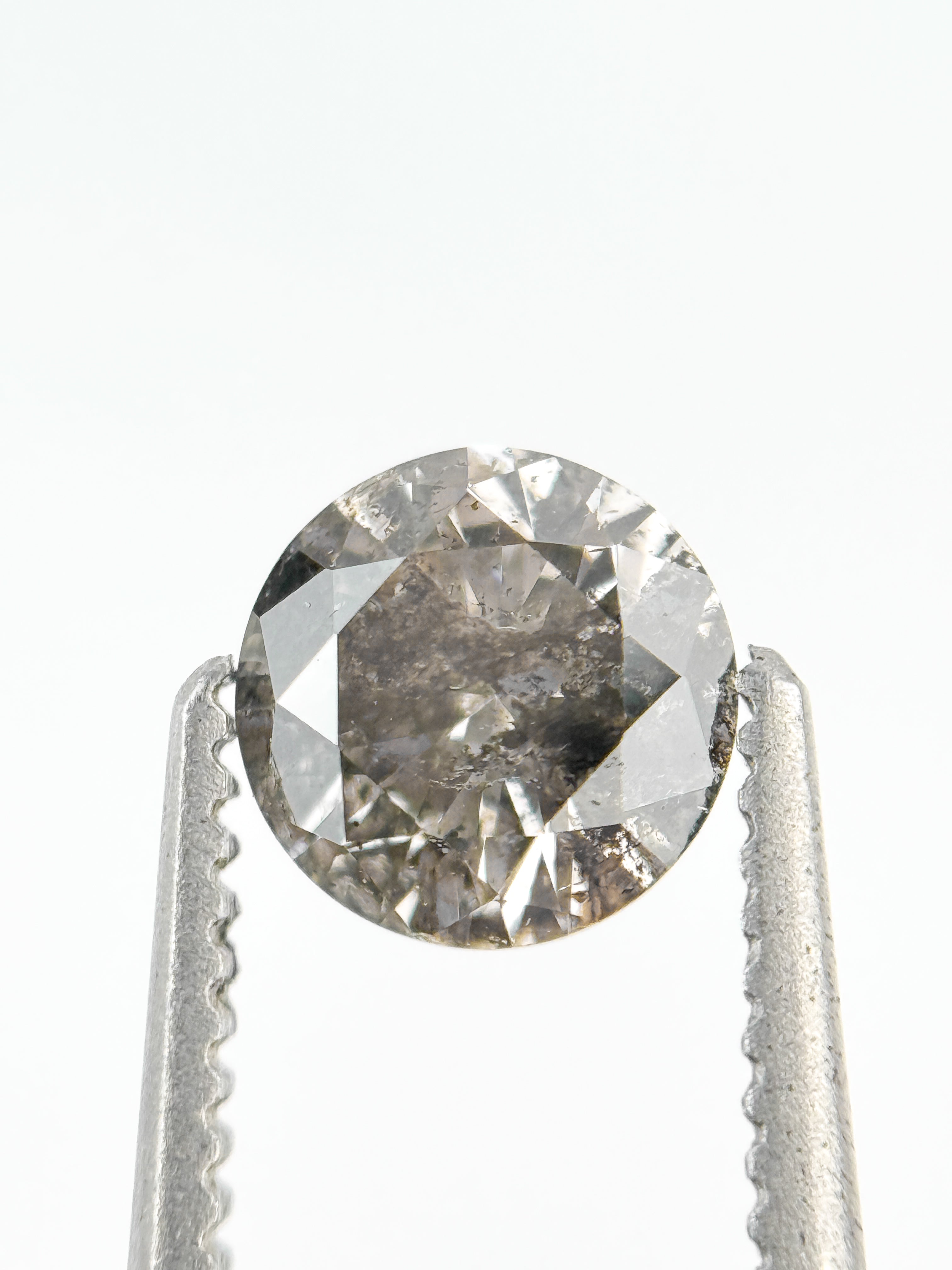0.58 Ct Round Brilliant Cut Grey Salt and Pepper Natural Minimalist Diamond