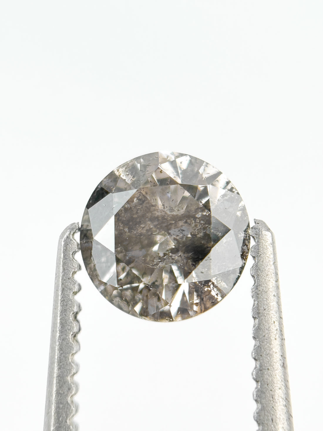 0.58 Ct Round Brilliant Cut Grey Salt and Pepper Natural Minimalist Diamond